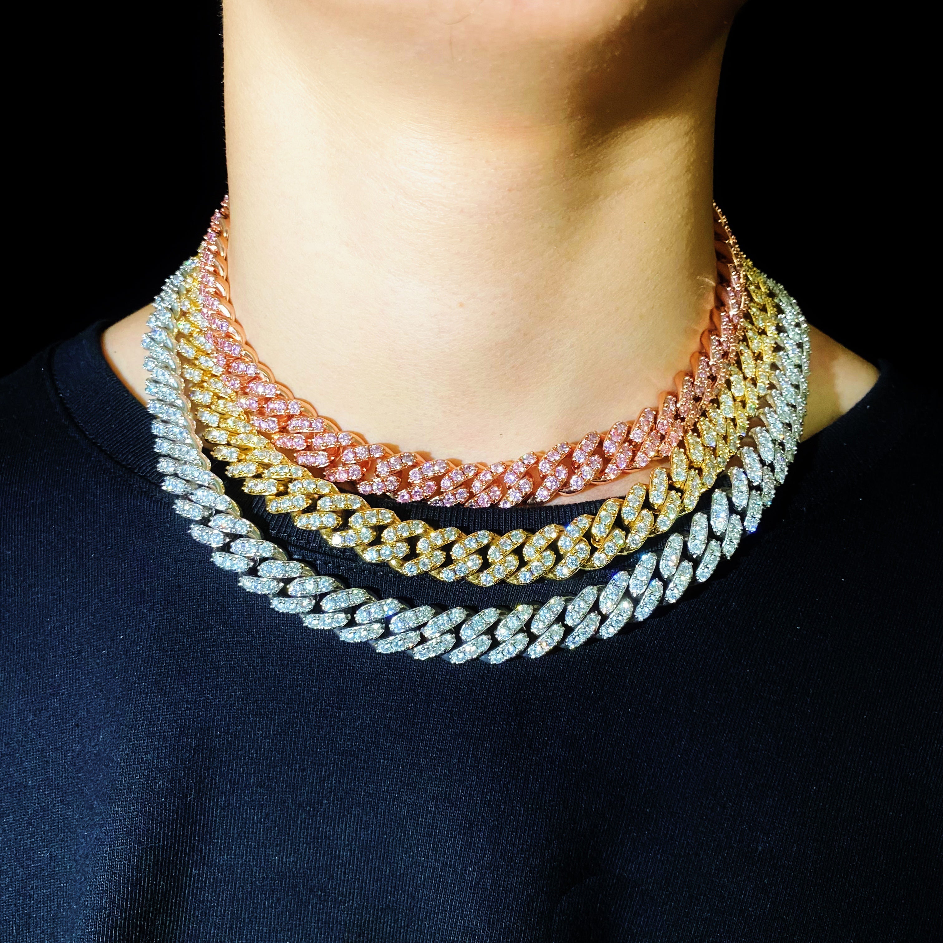 12mm Large grain iced cuban link chain