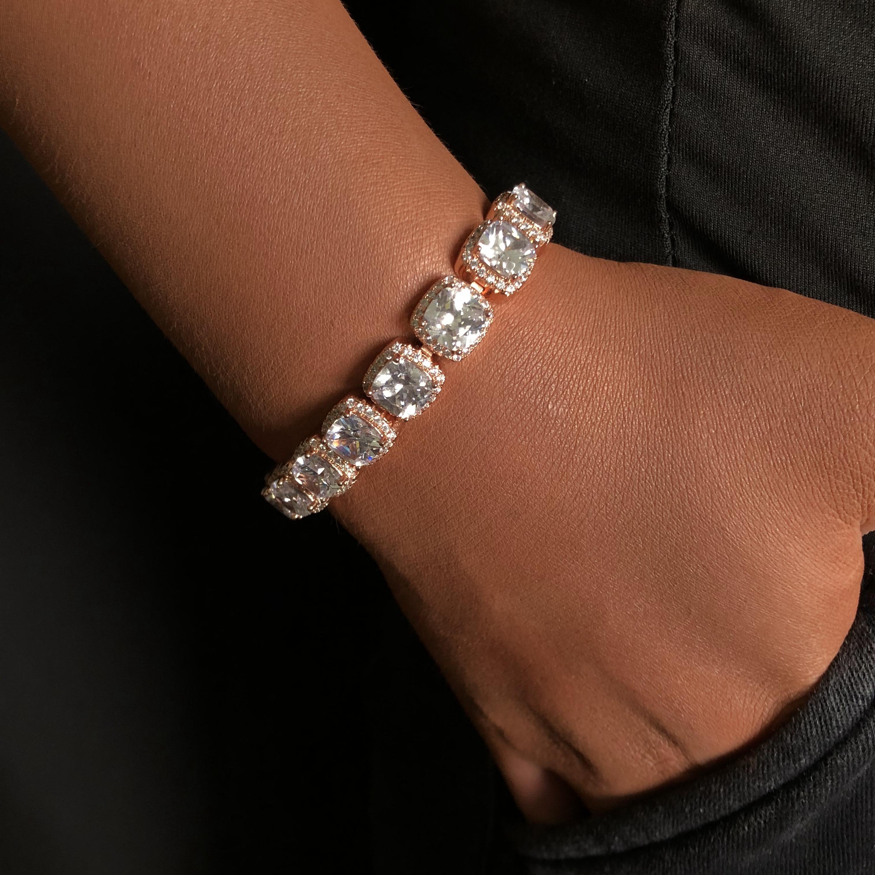 Cushion-cut Cluster Tennis Bracelet