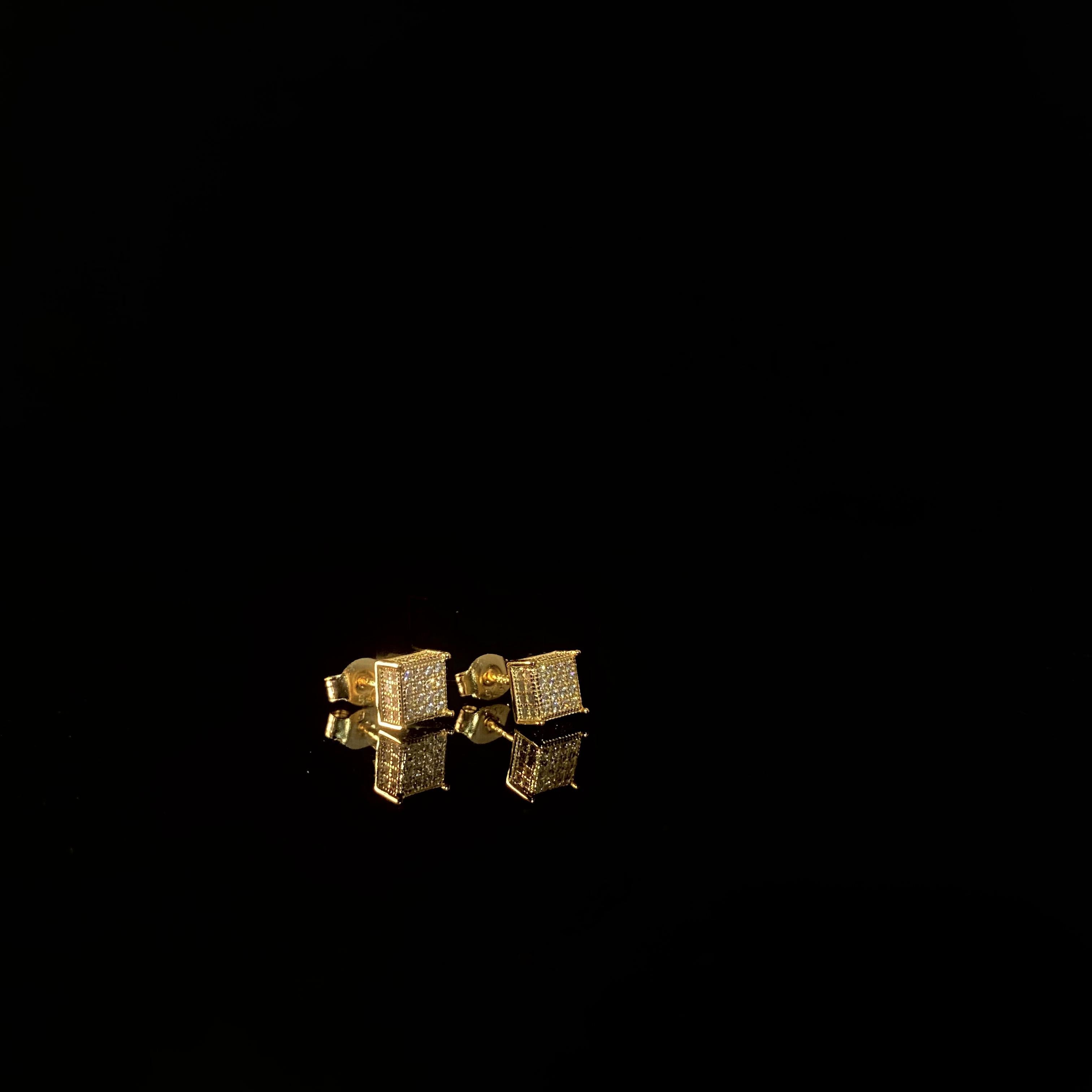 925 silver square minimalist Earrings - a pair