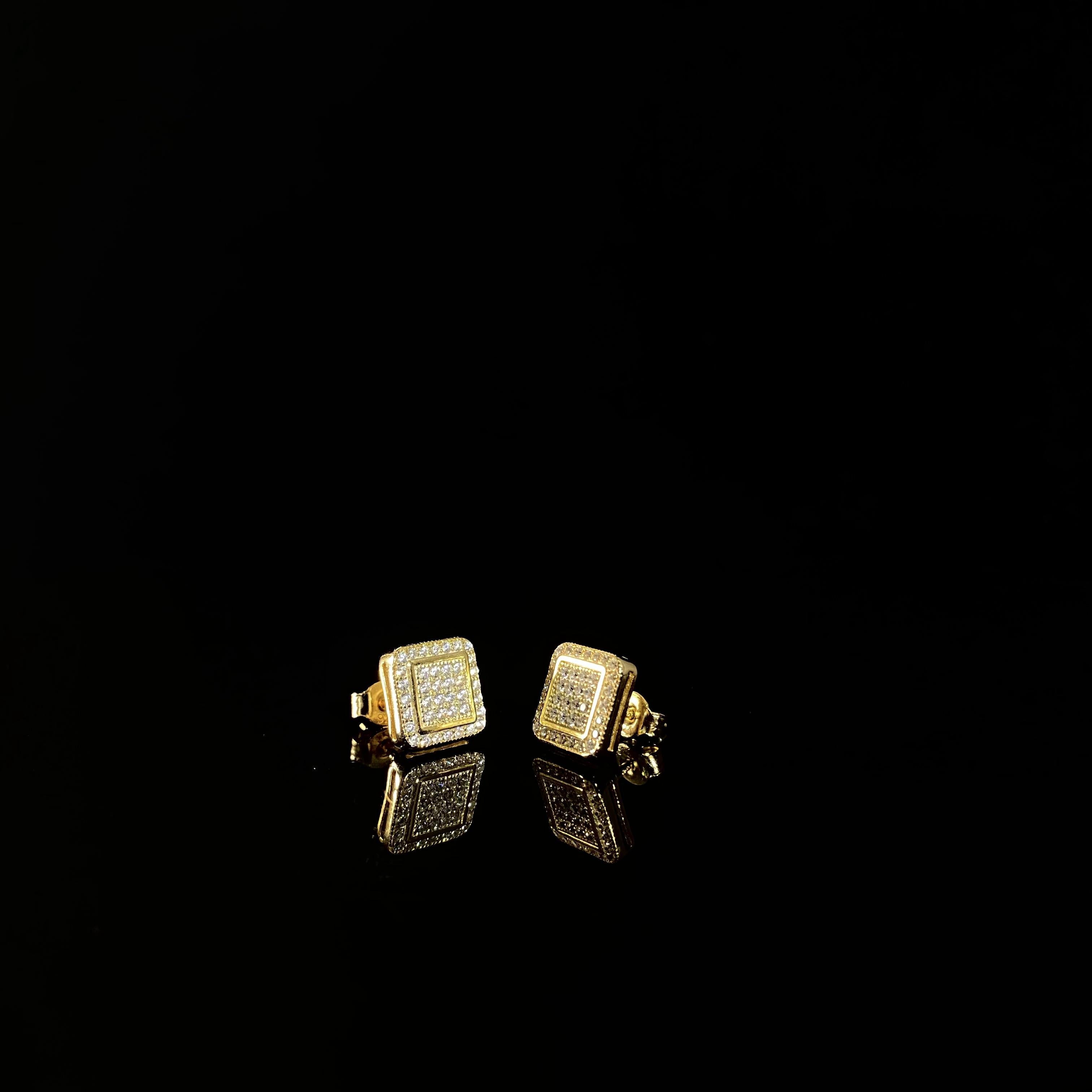 925 Silver Double layer Square Earrings - pair
