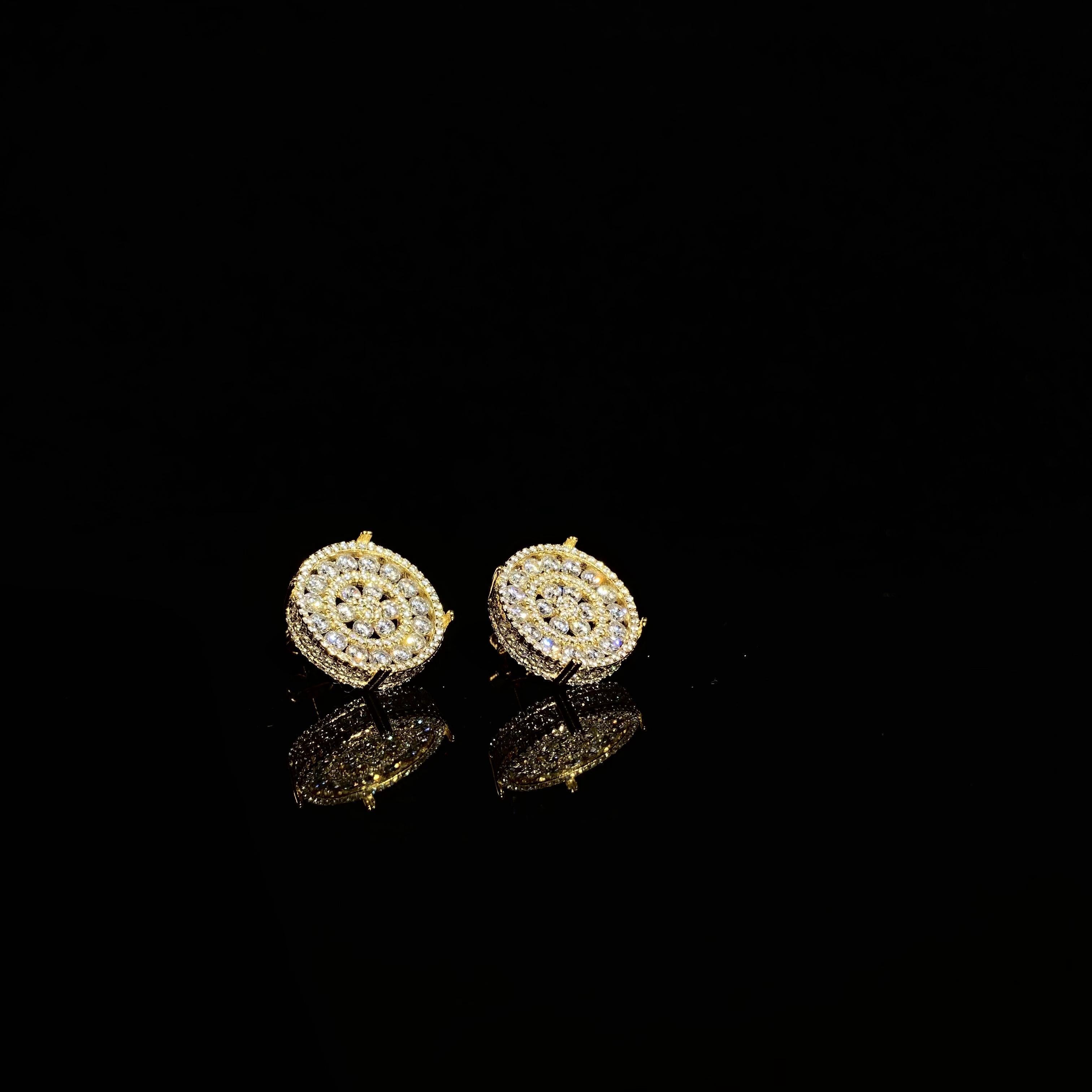 925 silver four claw Round Earrings - pair