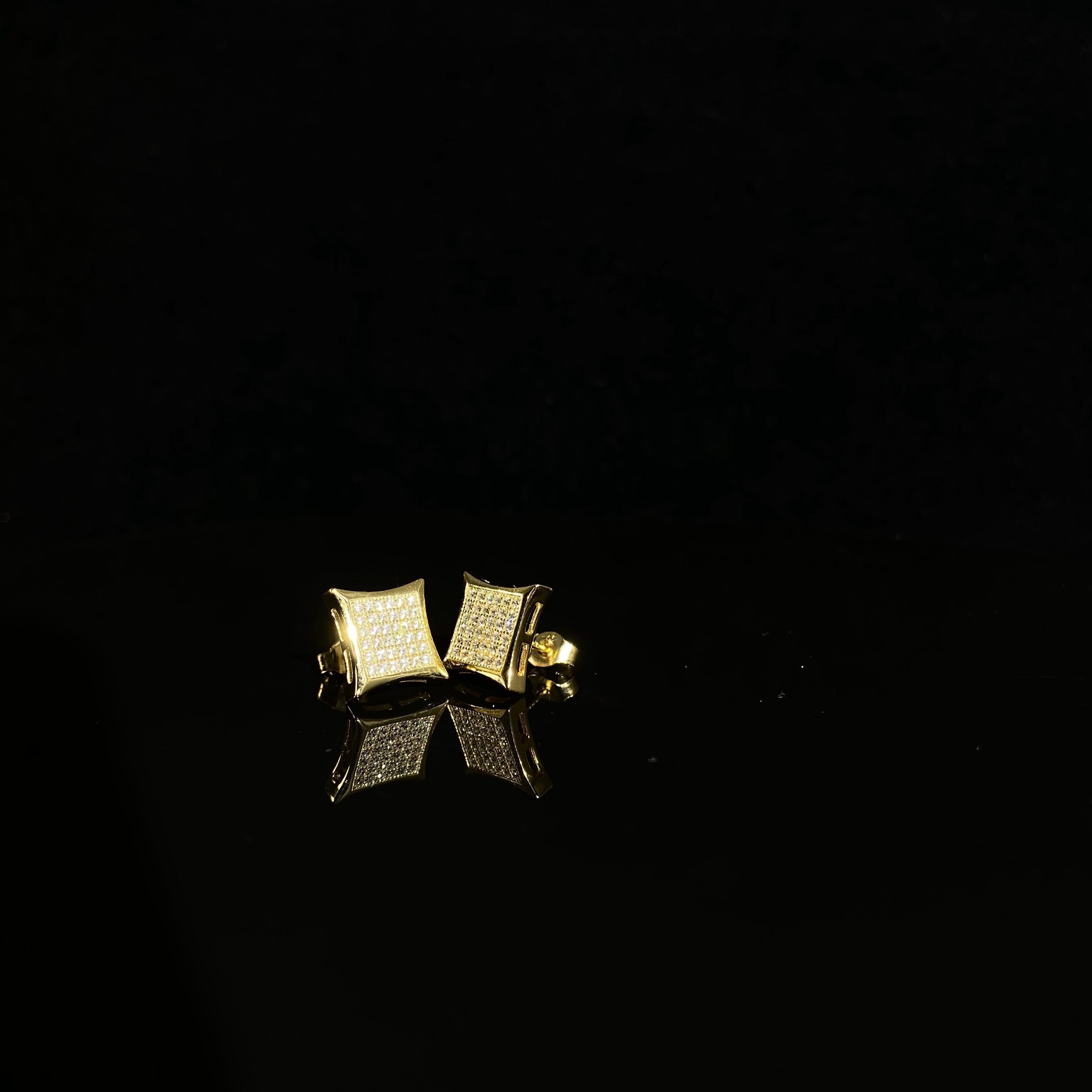 925 curved square Earrings - pair