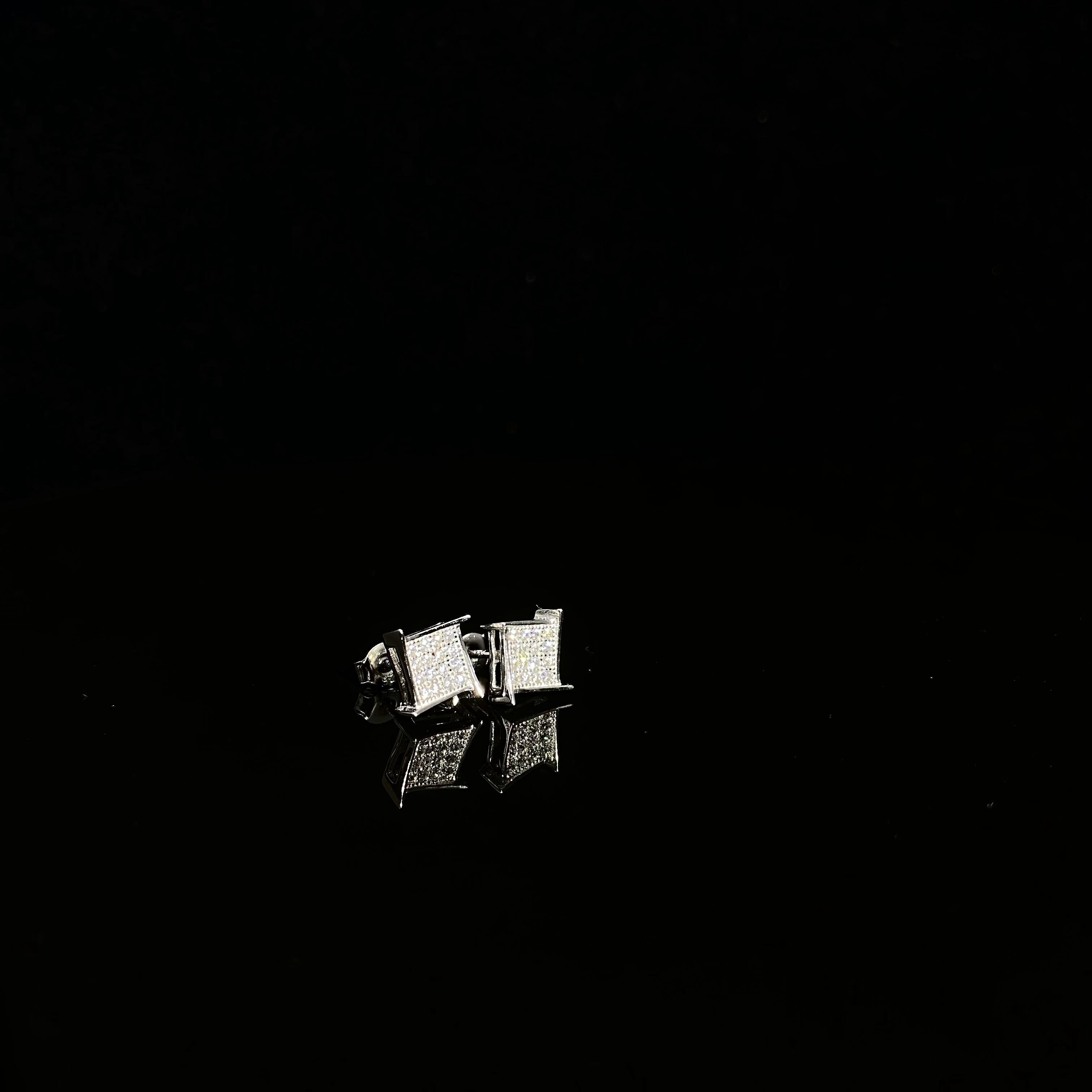 925 silver windmill Square Earrings - pair
