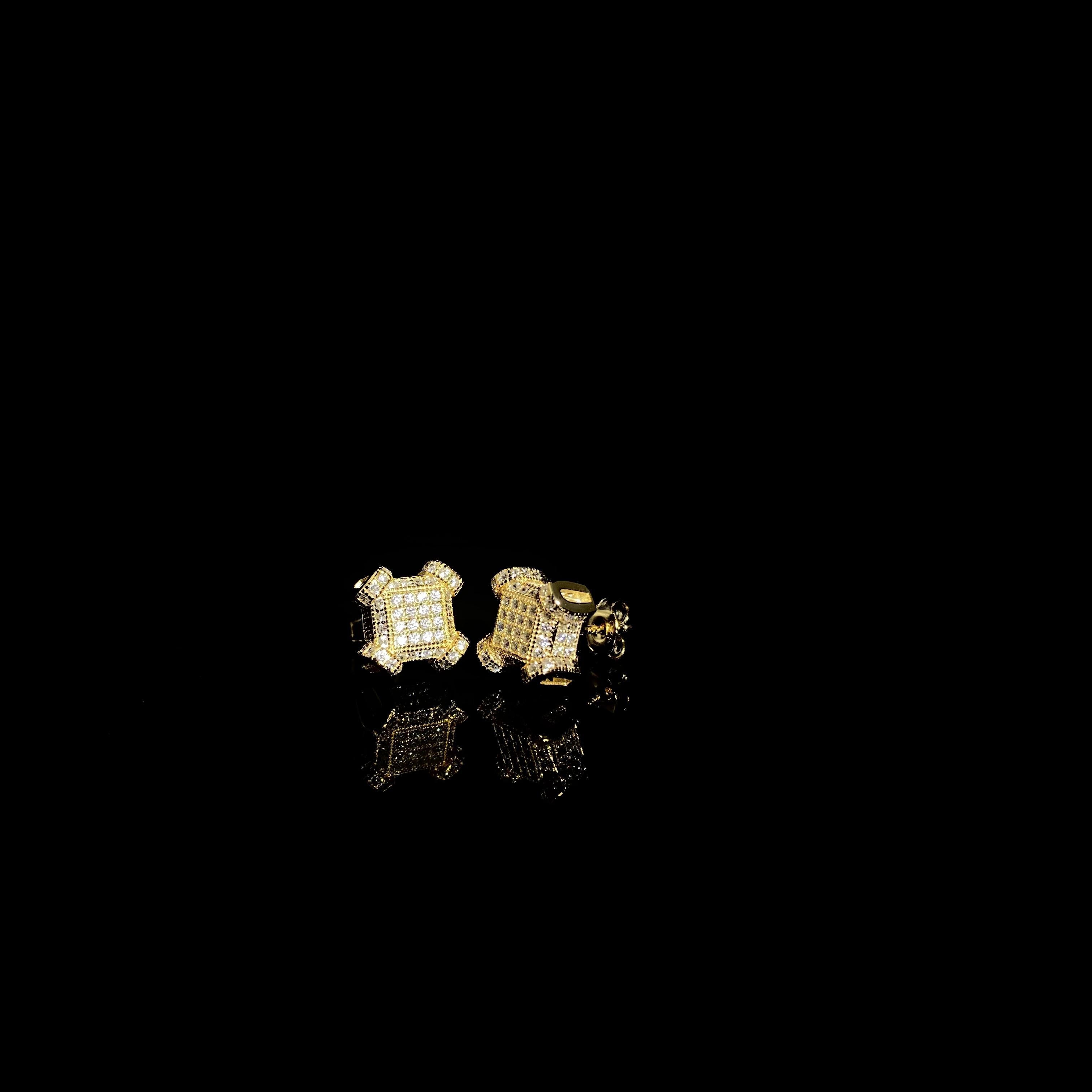 925 Silver Spiral ear cap with Square Earrings - a pair