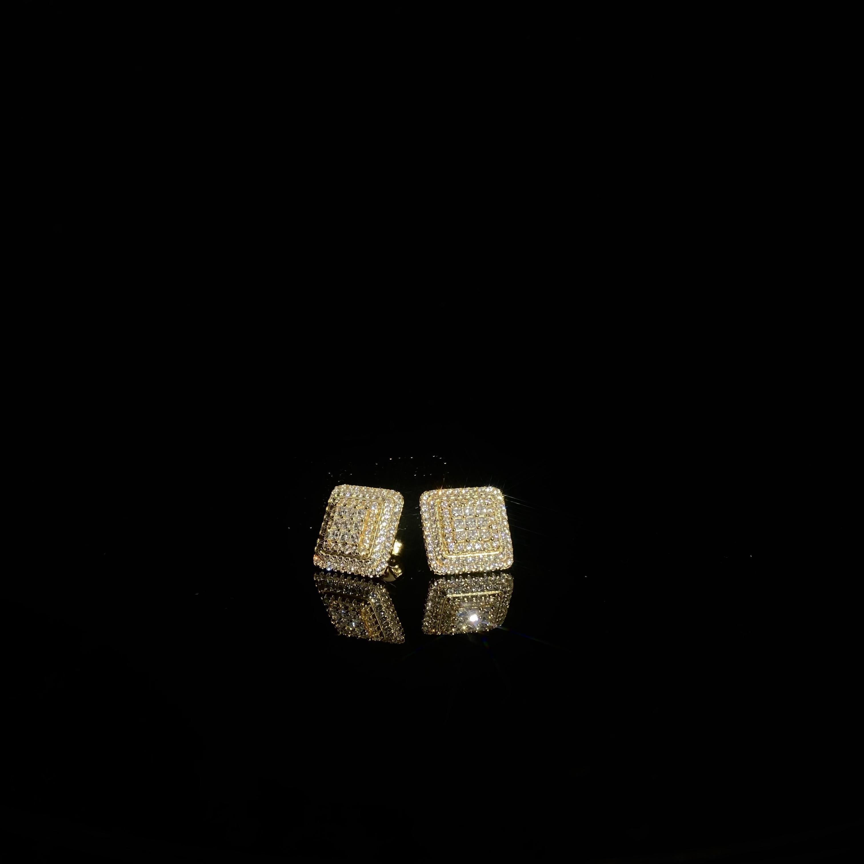 925 silver zircon Square Earrings - pair
