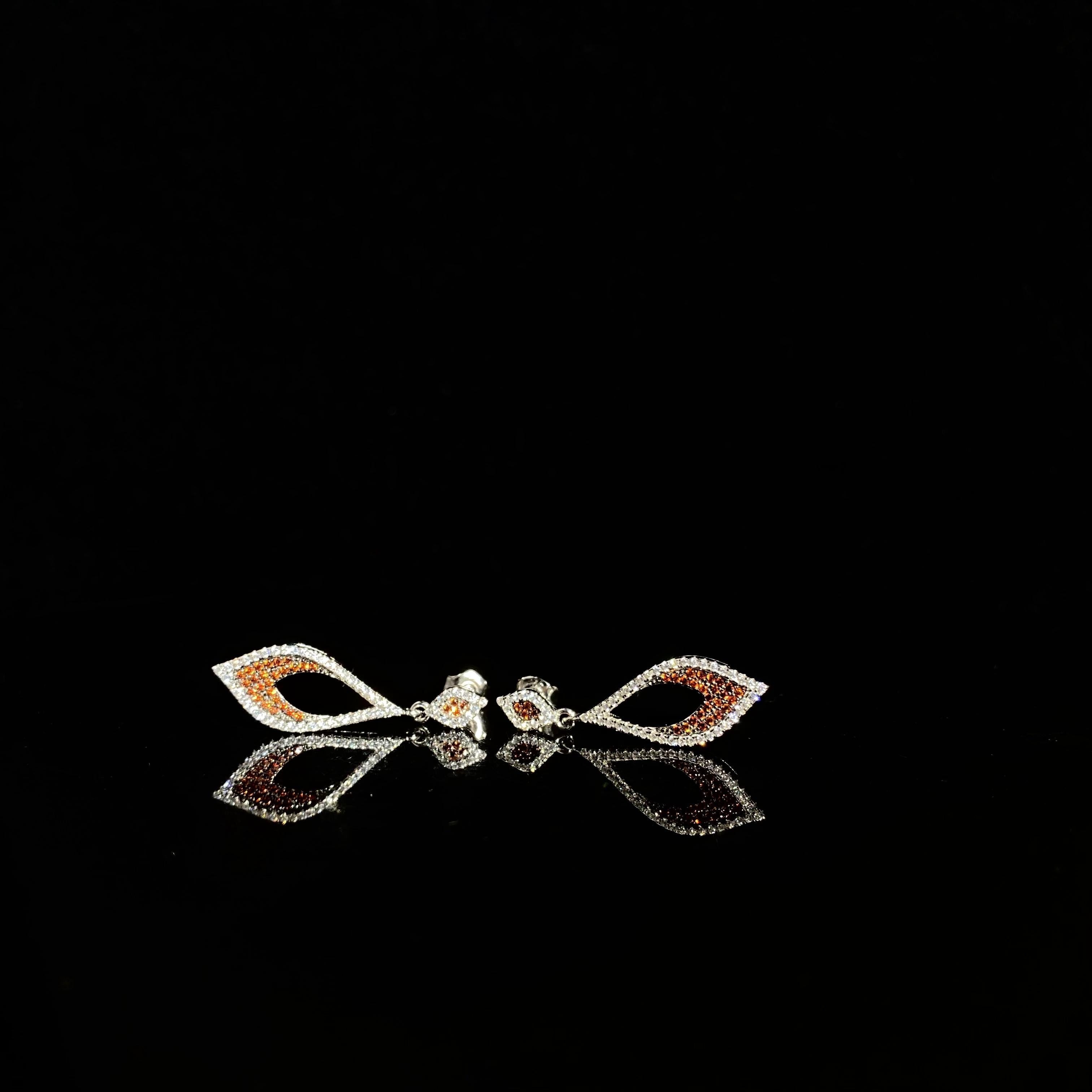 925 silver drop gold plated earrings - a pair