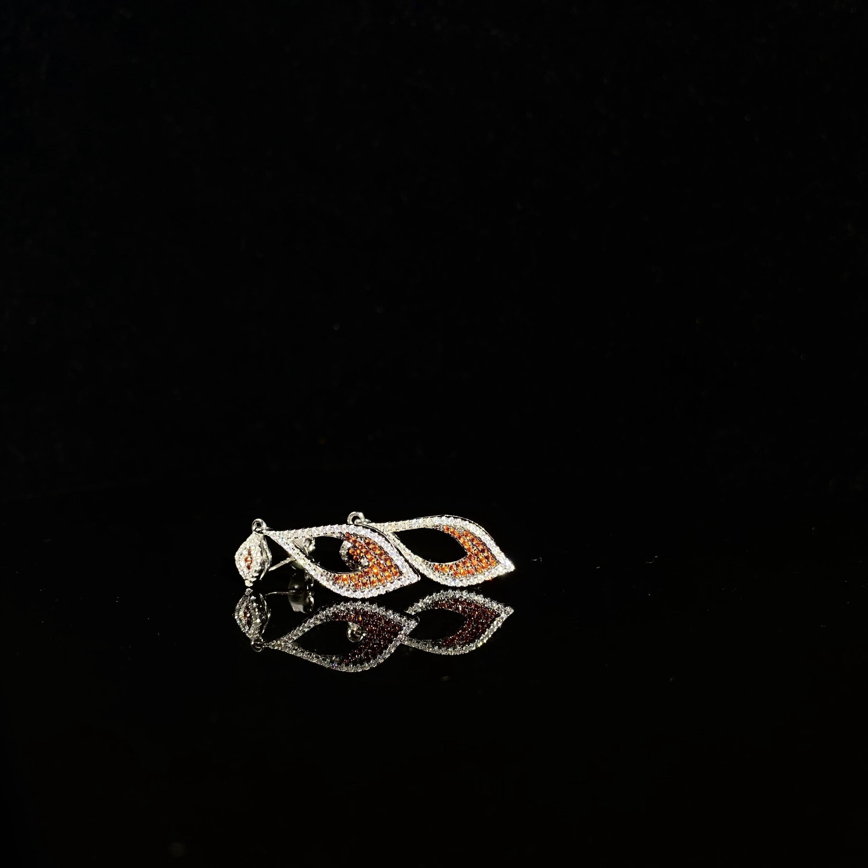 925 silver drop gold plated earrings - a pair