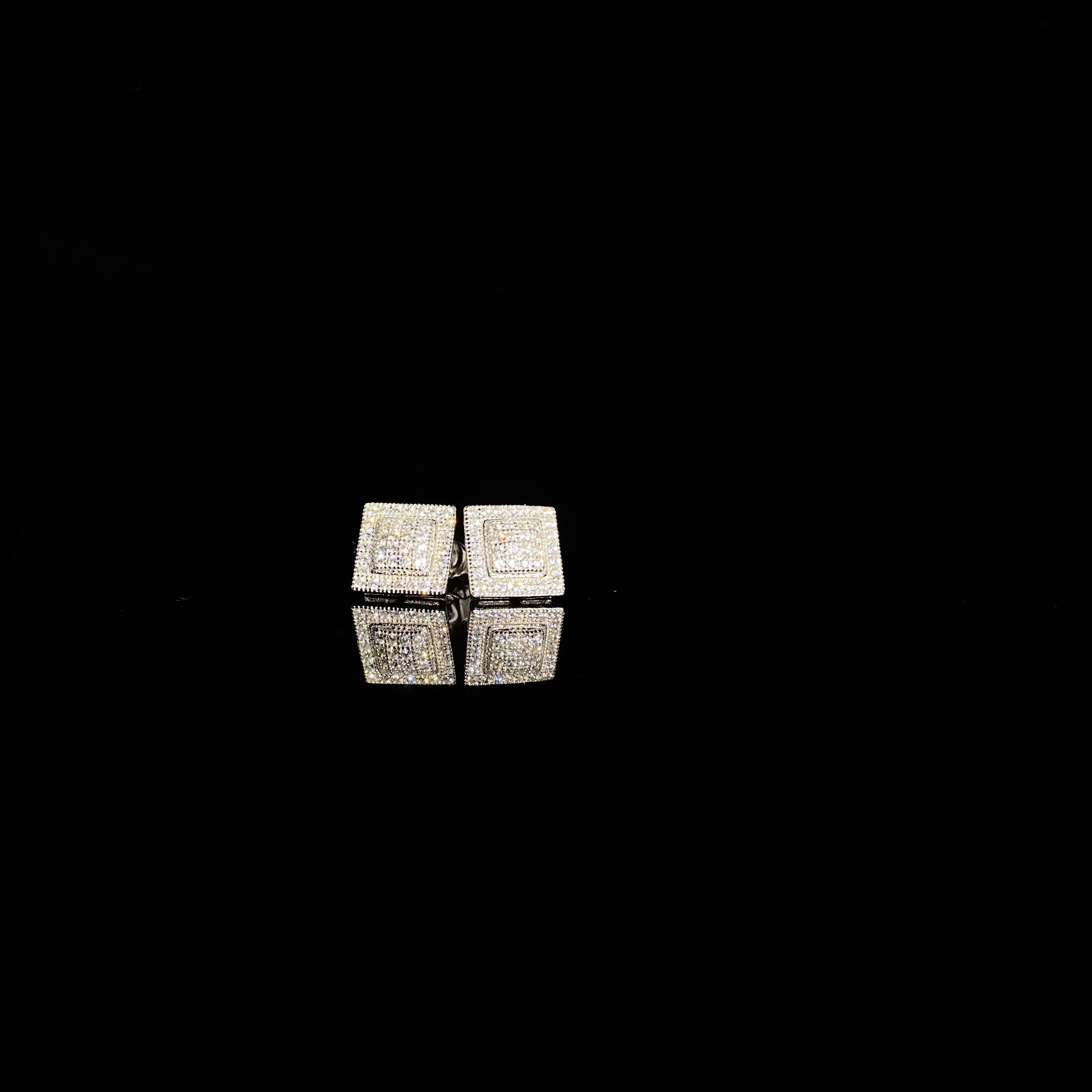 925 silver square arc Earrings - pair