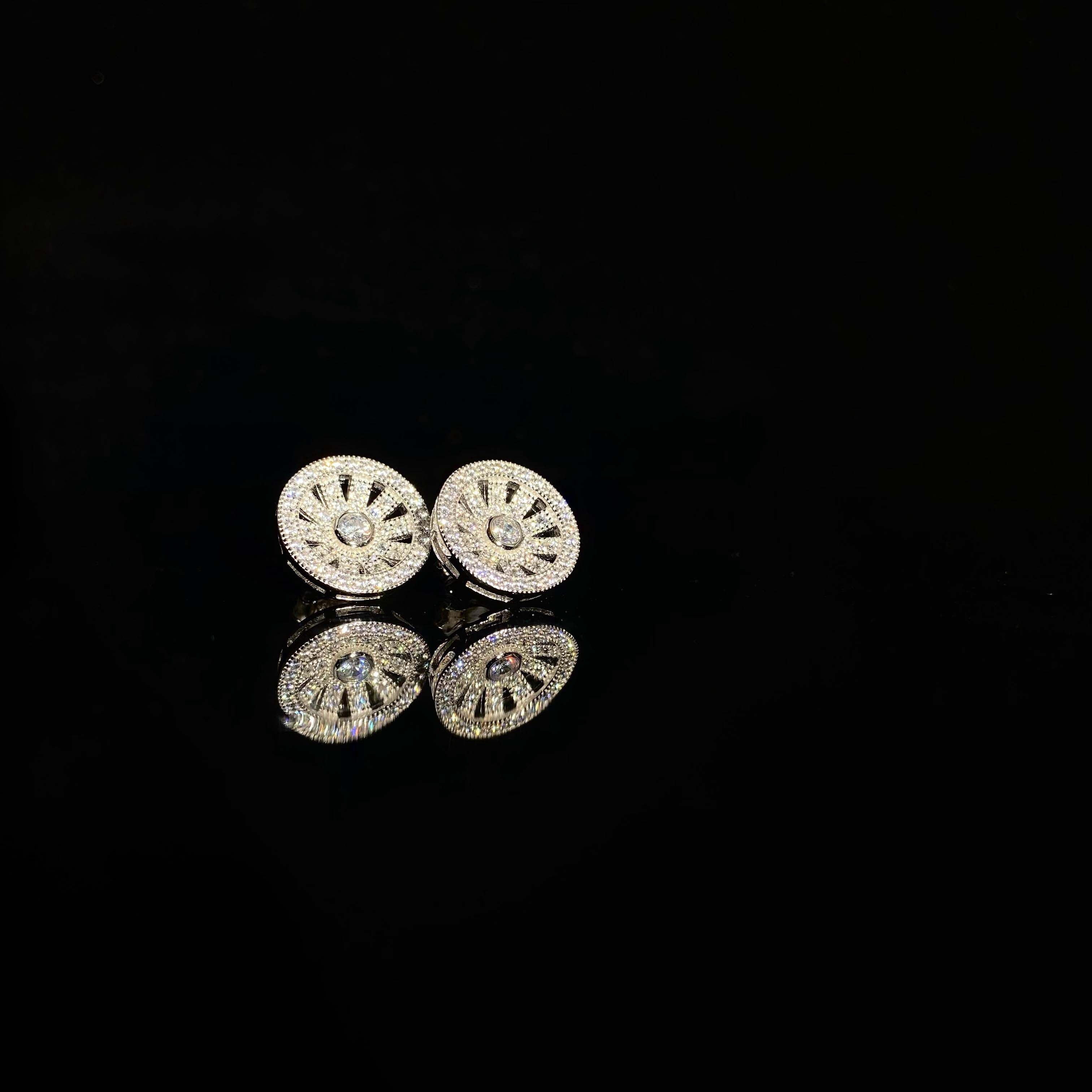 925 silver inlaid rotating Earrings - a pair
