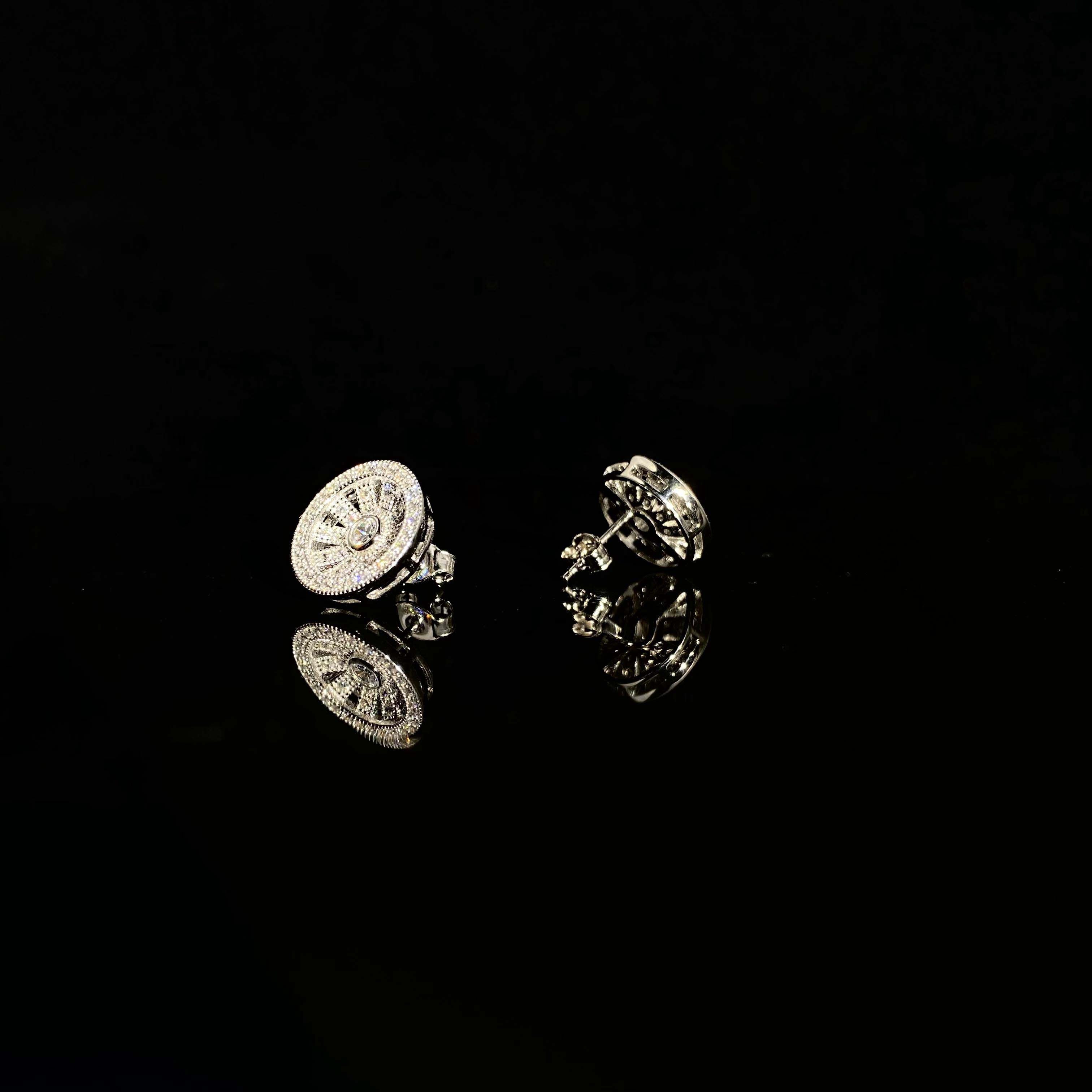 925 silver inlaid rotating Earrings - a pair