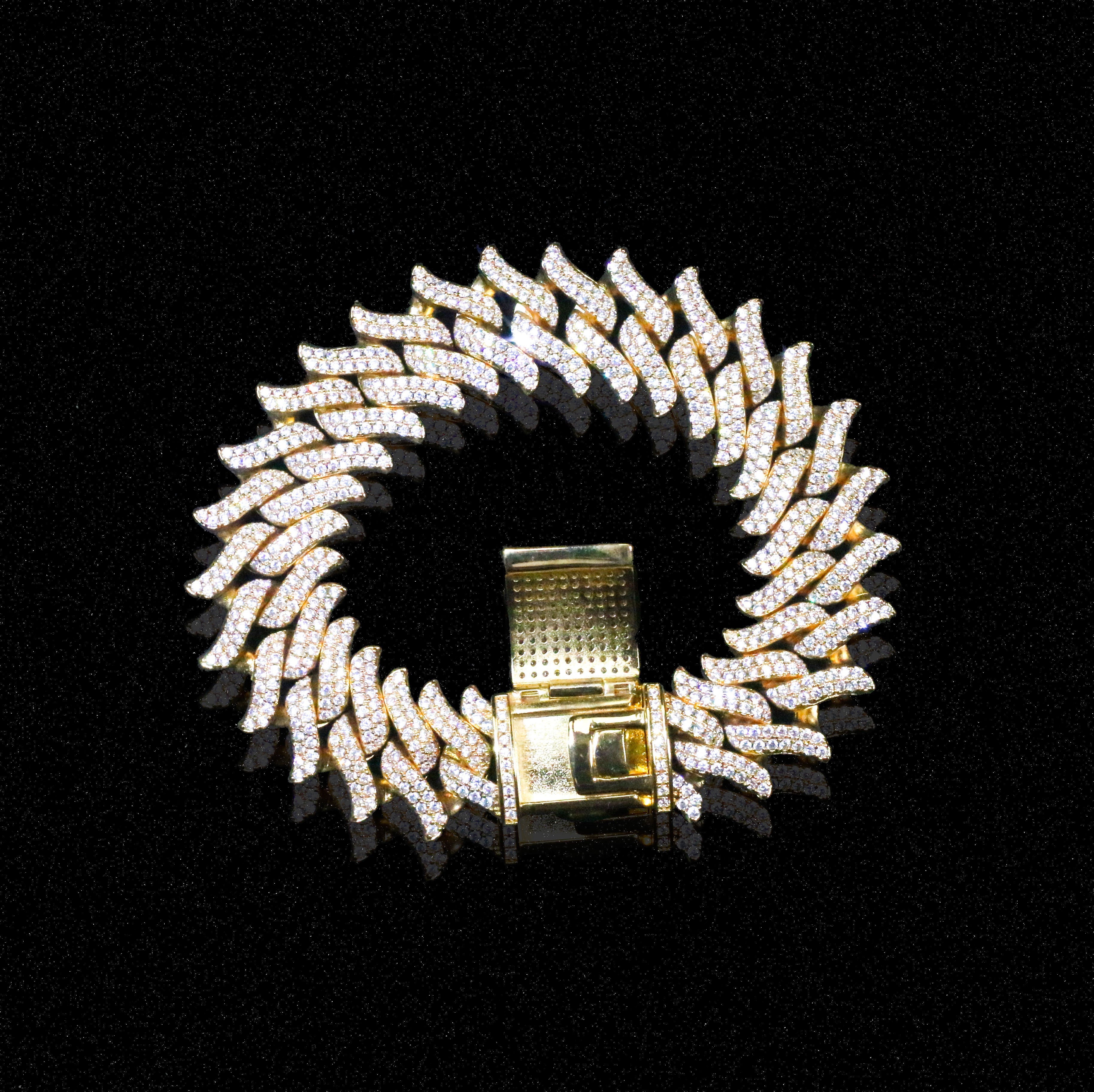 15mm Spiked Diamond Cuban Bracelet Chain