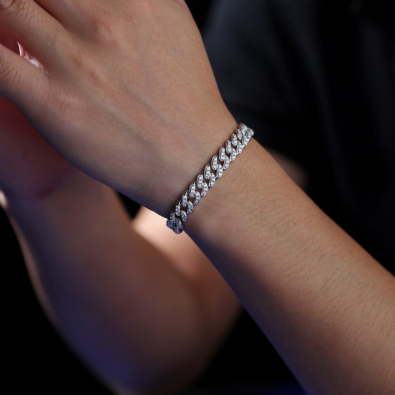 Moissanite Cuban Bracelet in 925 Silver