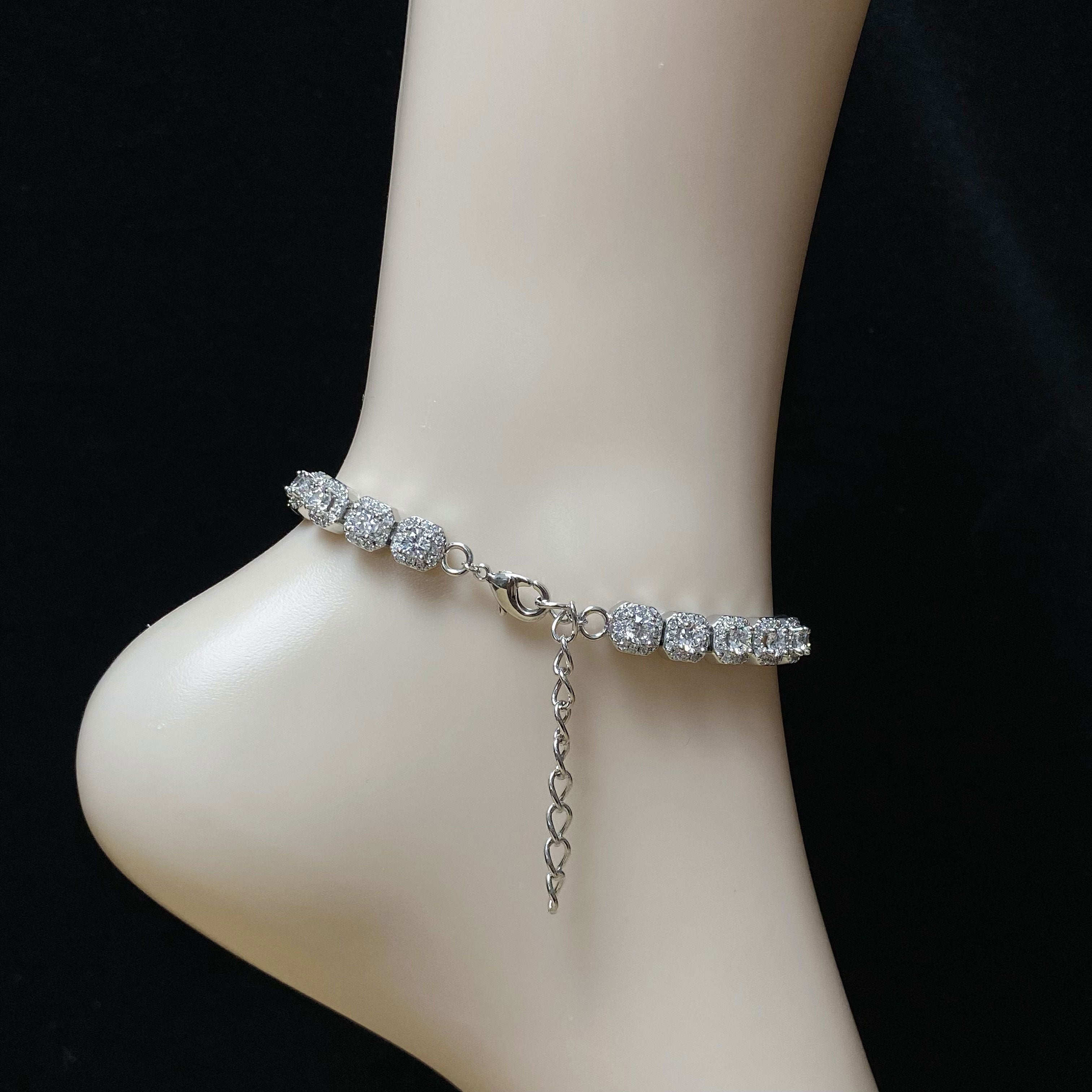 Clustered Tennis Anklet Women – Sparkling Ankle Bracelet