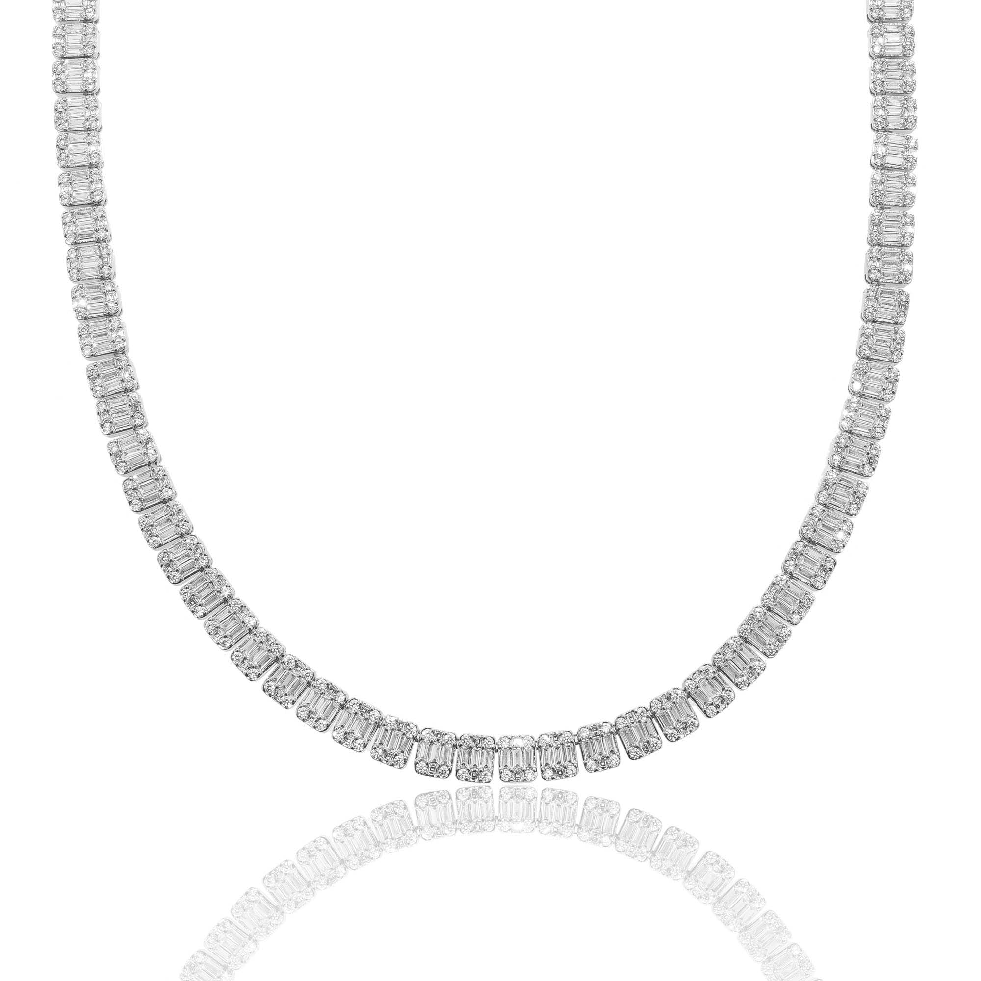 Square Baguette Tennis Chain 18k Gold and white gold