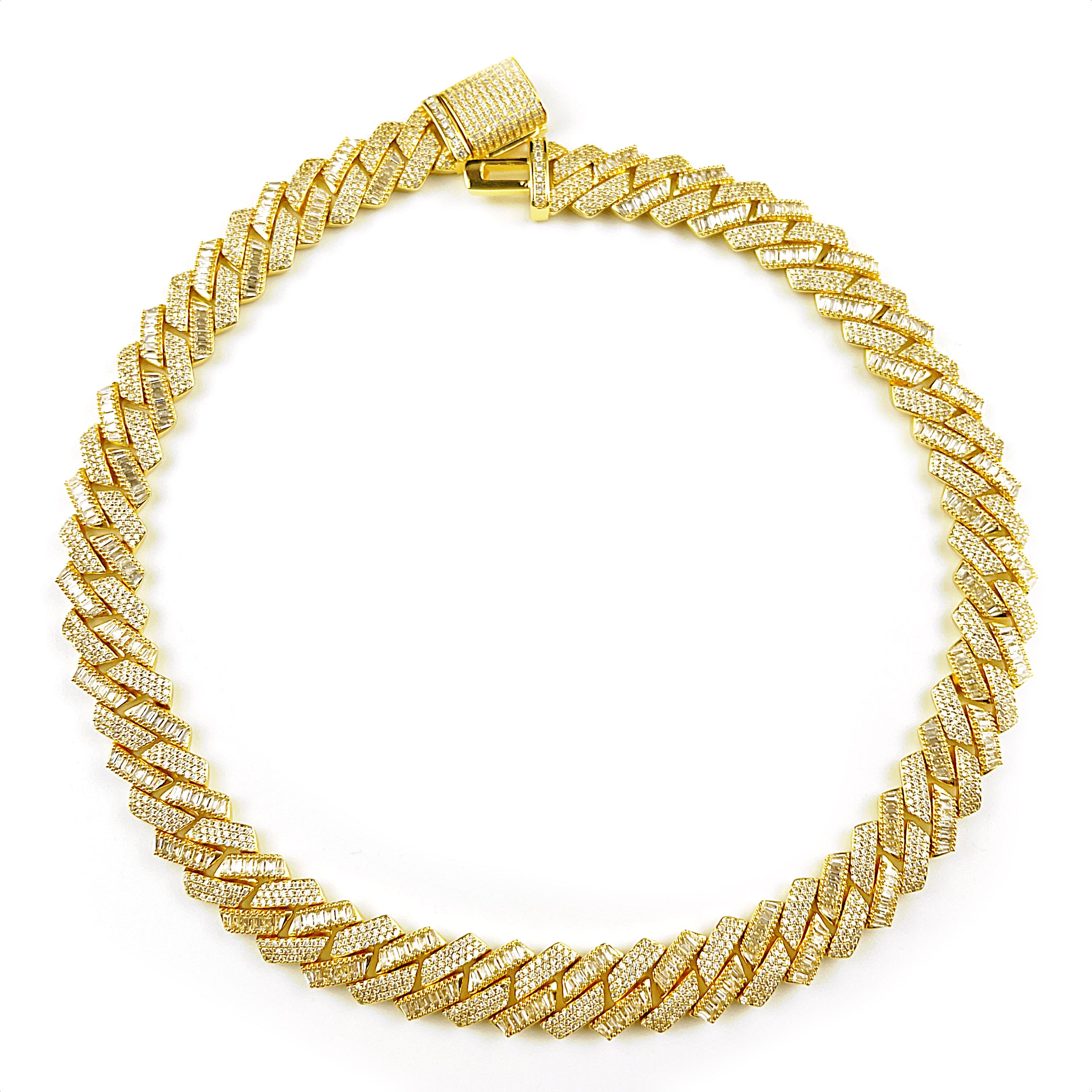 16mm Regular & Baguette Prong Cuban Chain