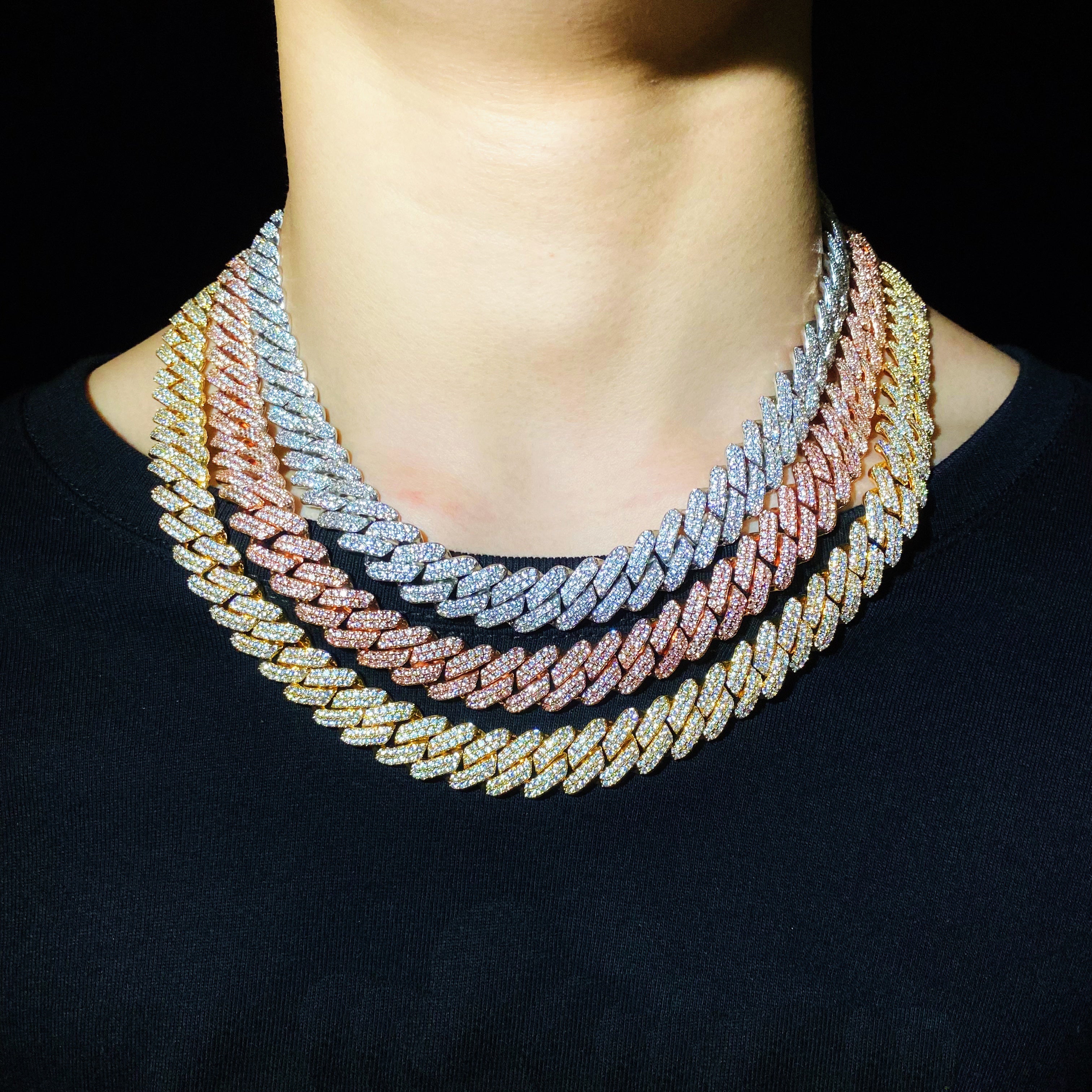 12mm iced prong cuban link chain