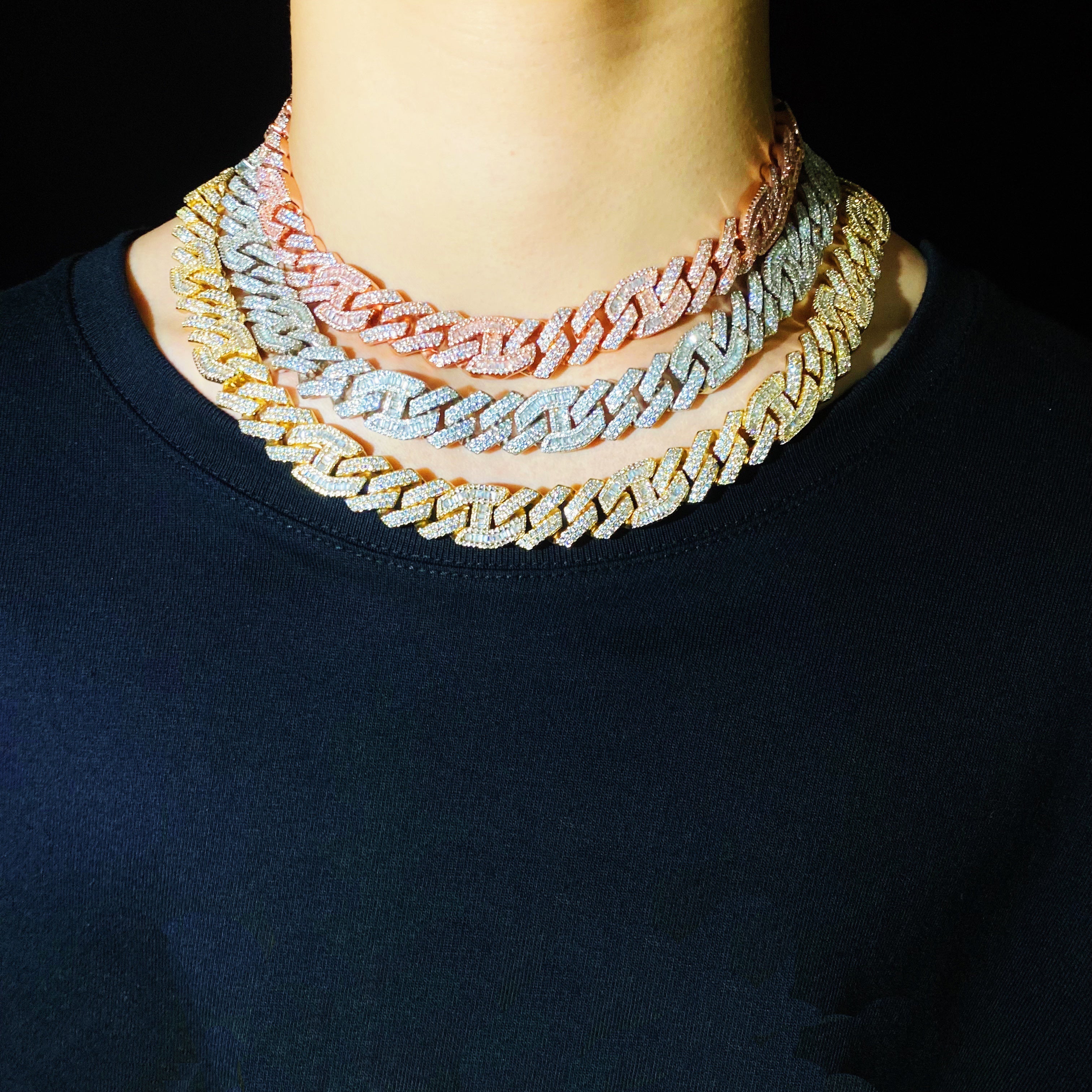 15mm Prong Baguette Curb Chain