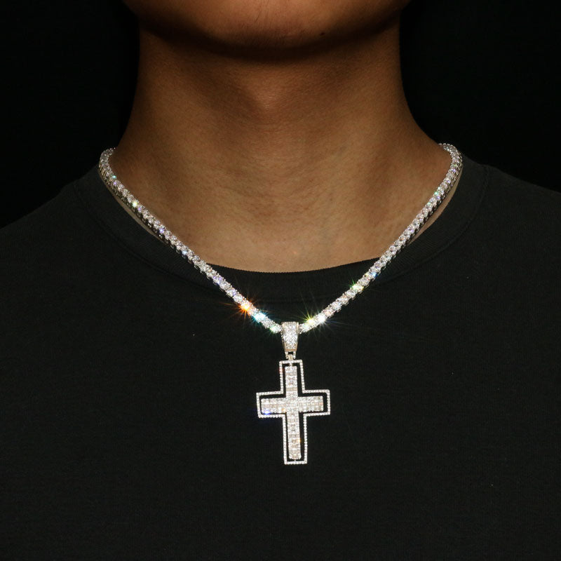 2 Side Diamond Cross Pendant