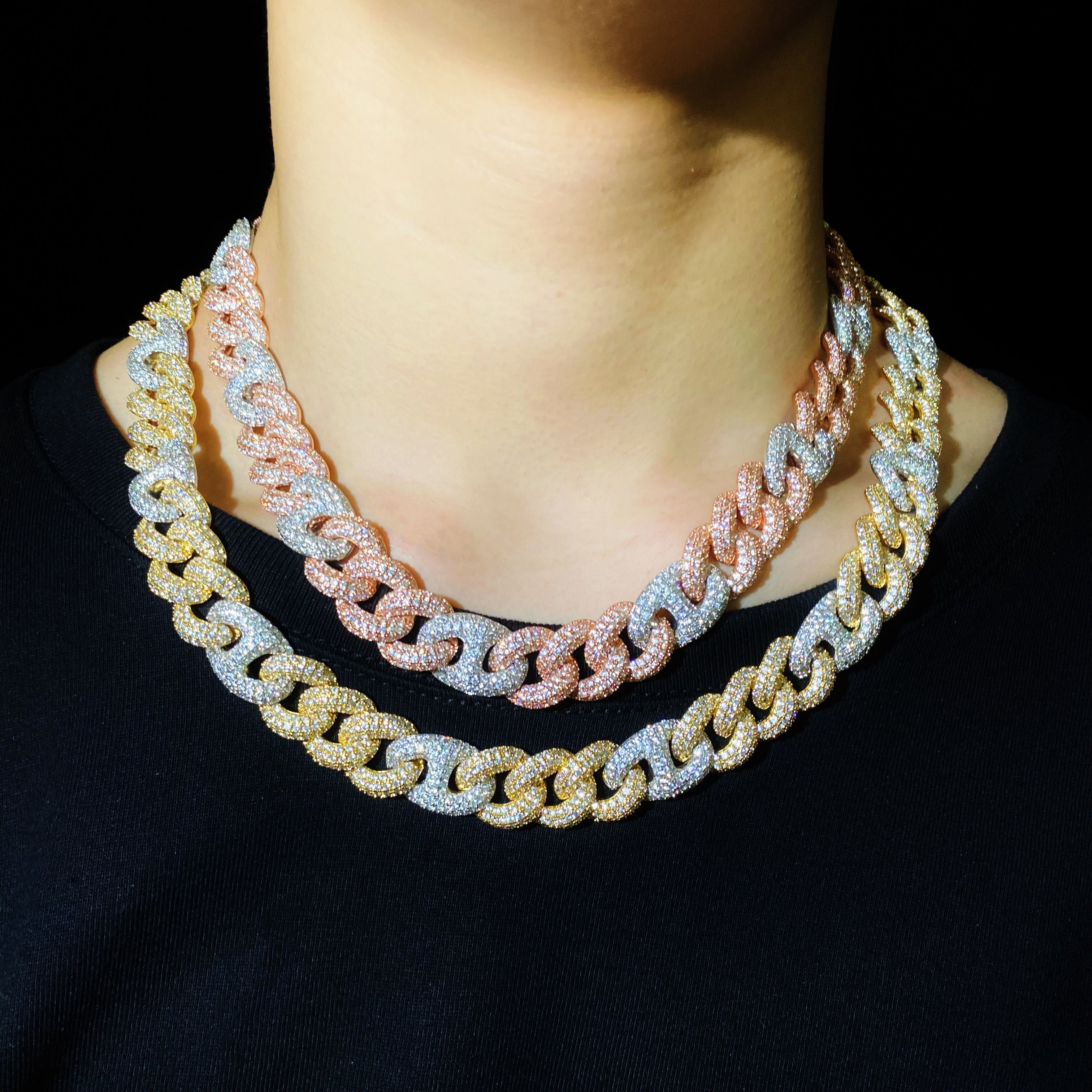 2 Tone Cuban Diamond Chain