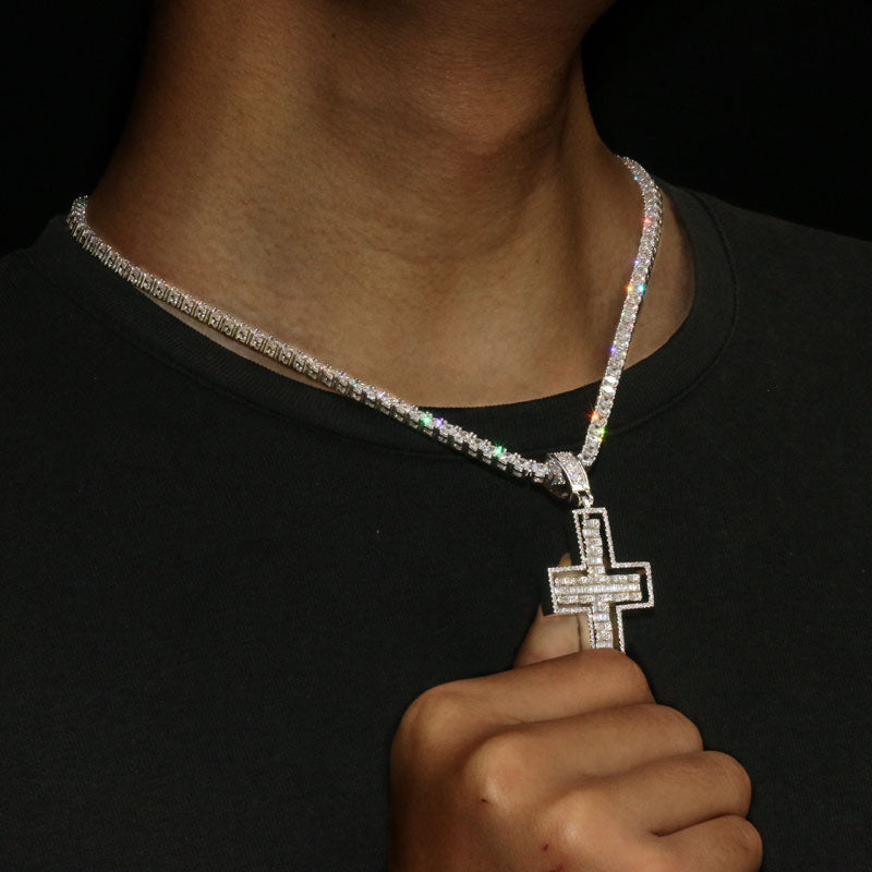 2 Side Diamond Cross Pendant