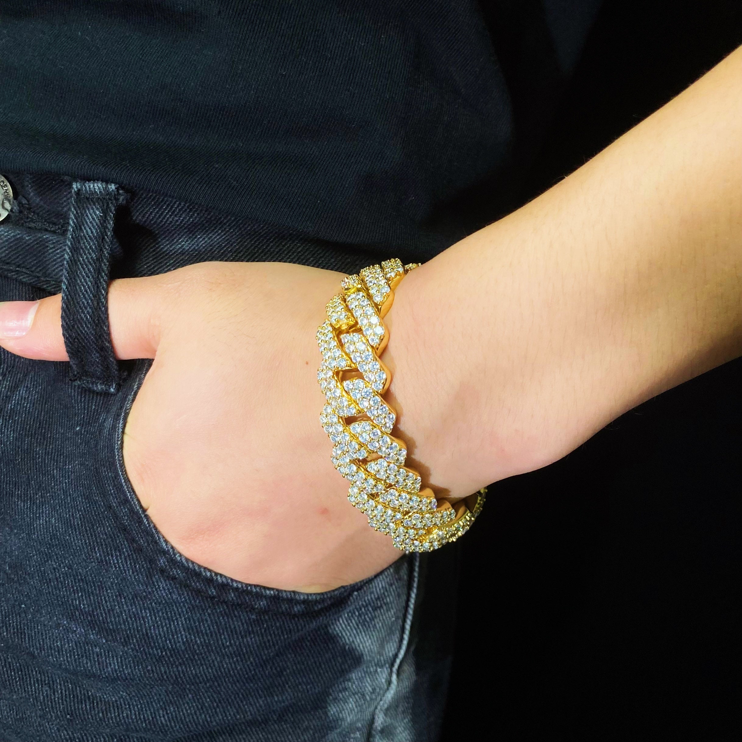 19mm Diamond Prong Cuban Link Bracelet