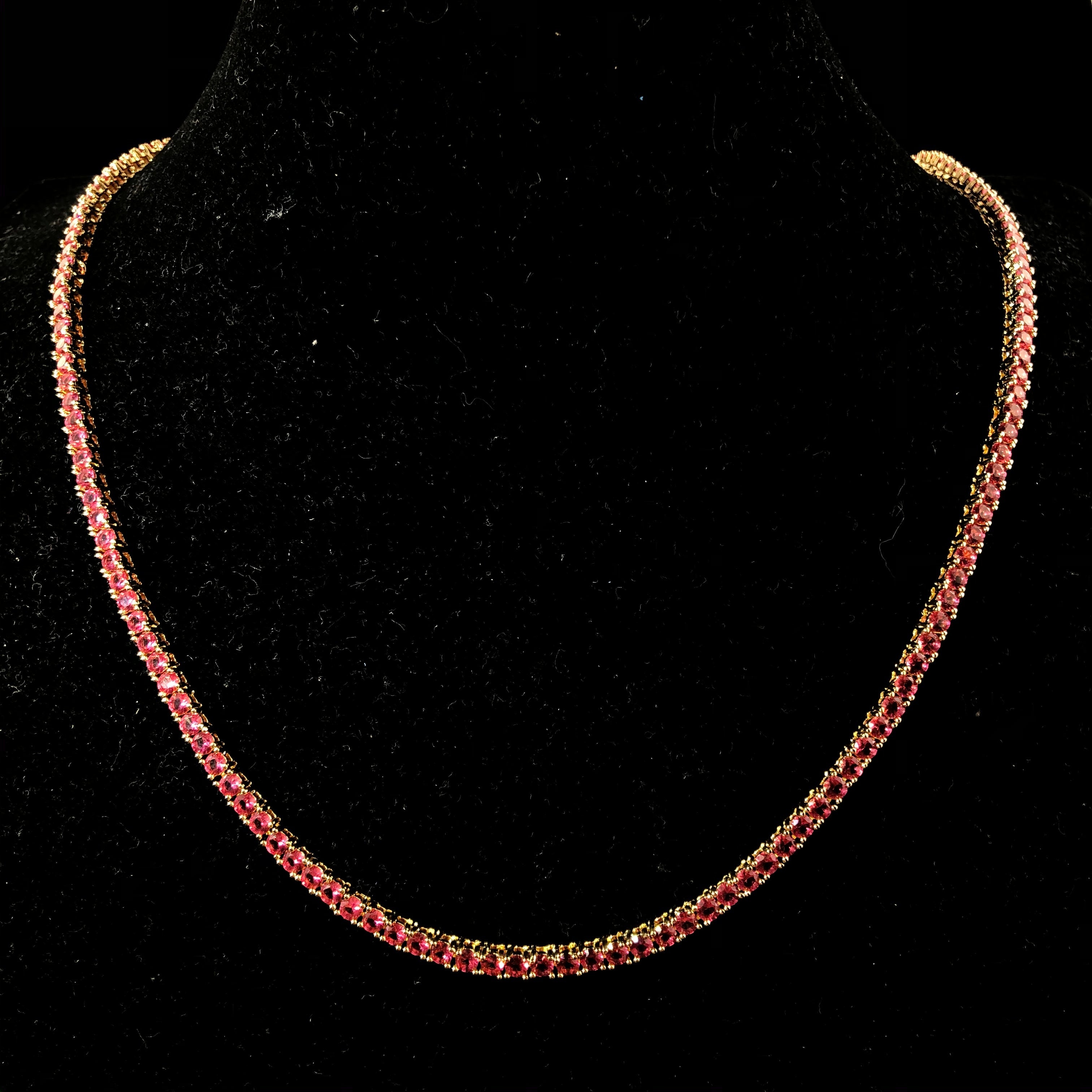 3mm Round Cut Diamond Blood Red Tennis Chain
