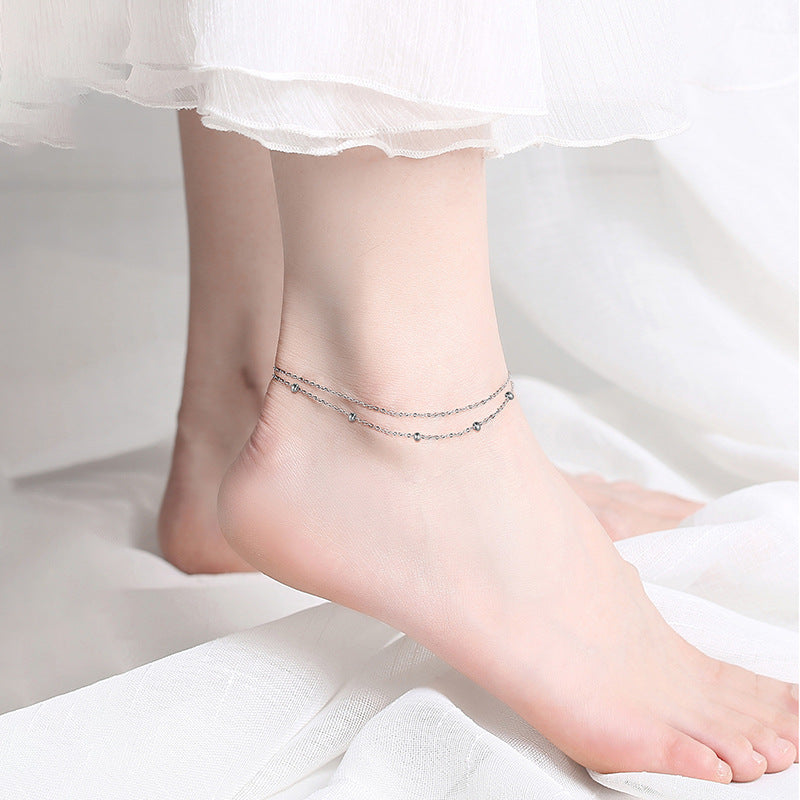 Silver Anklet Cross Pendant – 925 Silver Moissanite Elegance