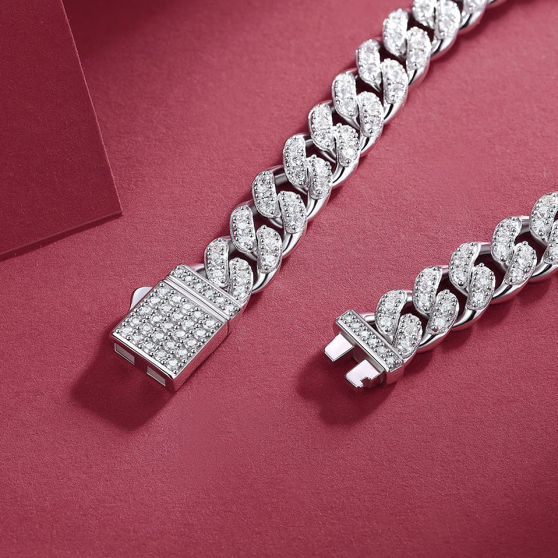 Moissanite Cuban Bracelet in 925 Silver
