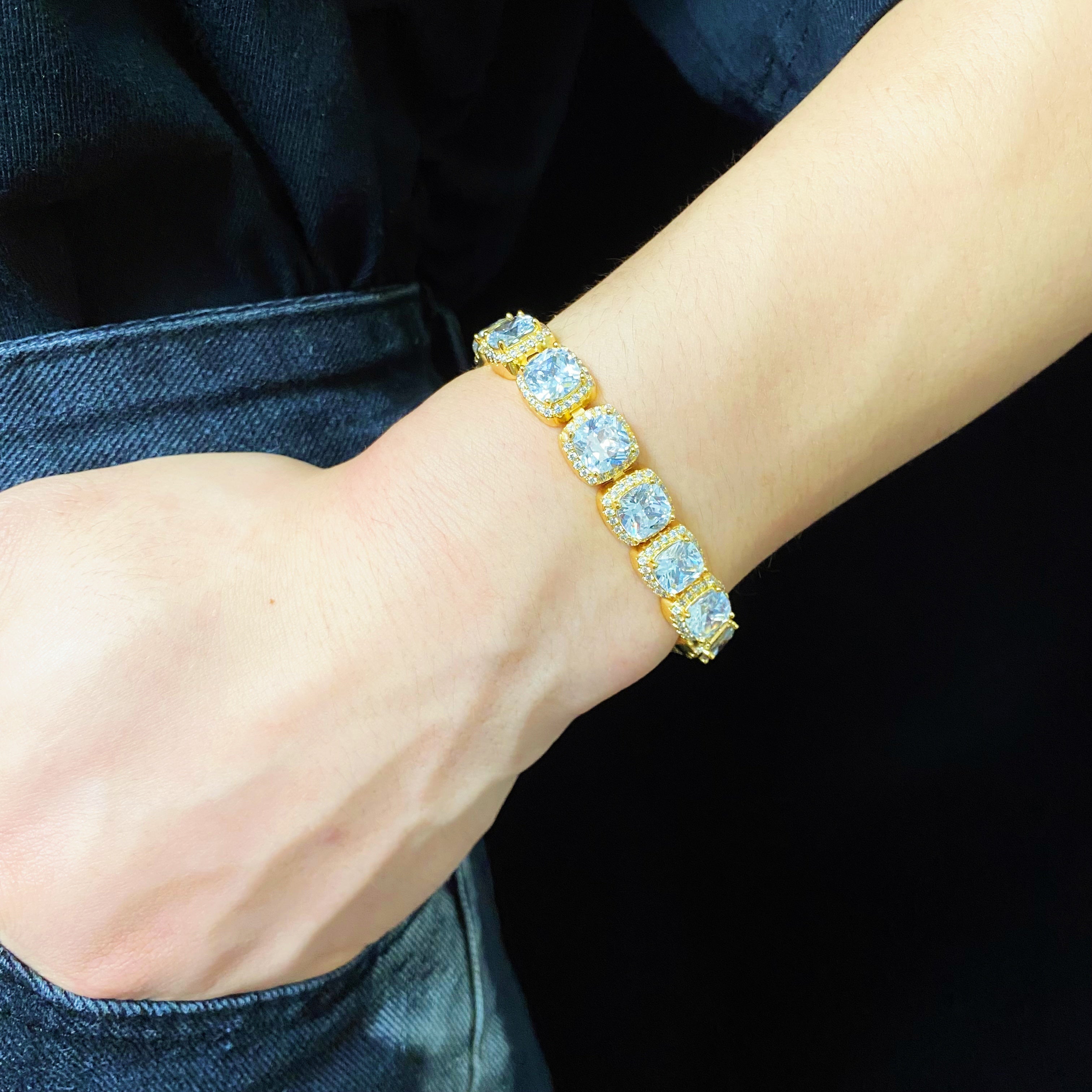 Cushion-cut Cluster Tennis Bracelet