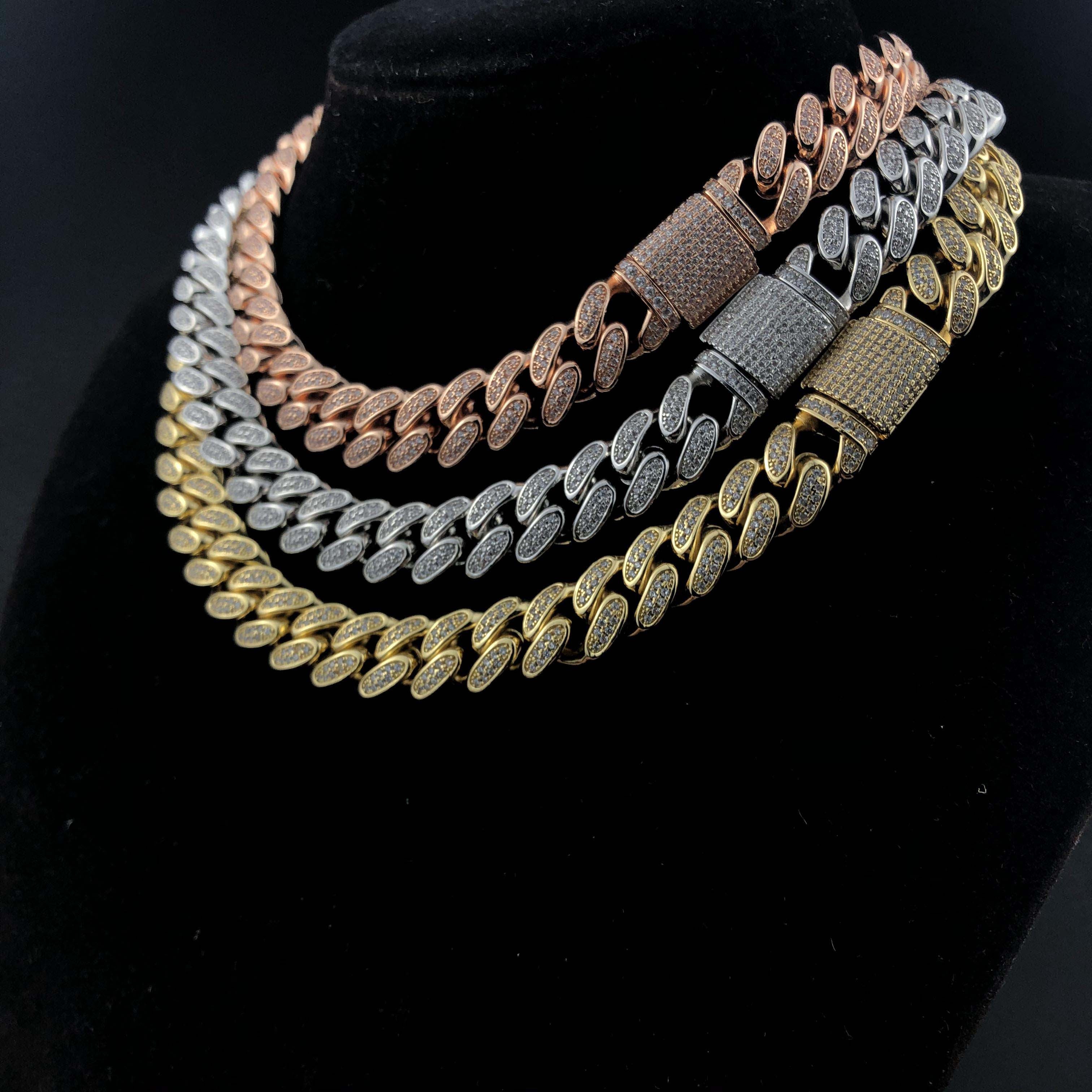 12mm Diamond Cuban Chain in Rose Gold