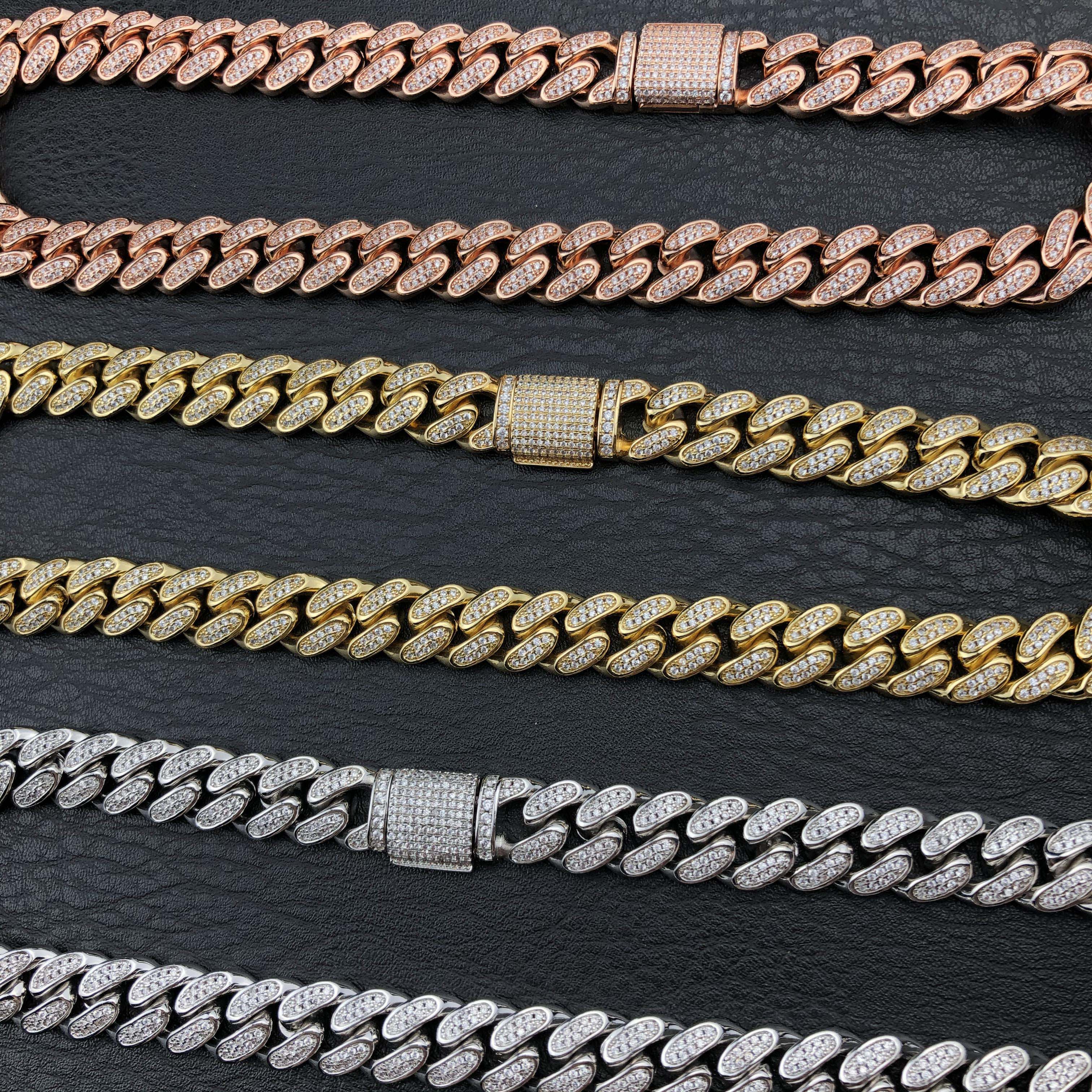 12mm Diamond Cuban Chain in Rose Gold