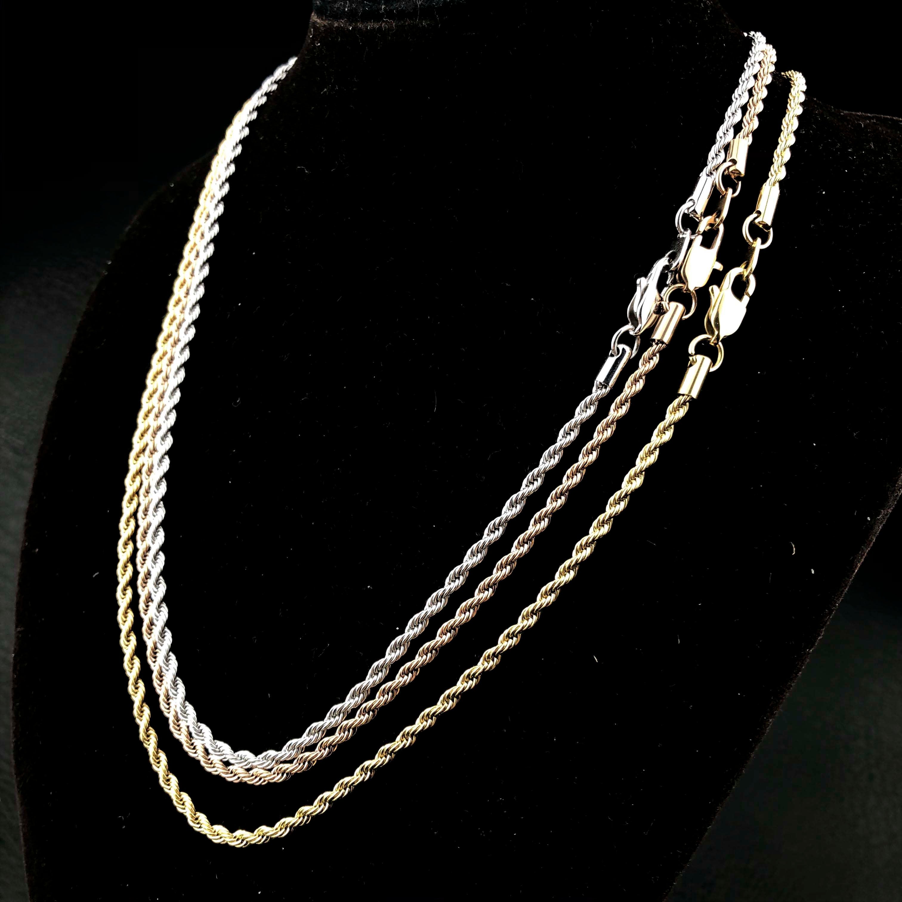 Rope Chain 3mm White Gold and 18K gold
