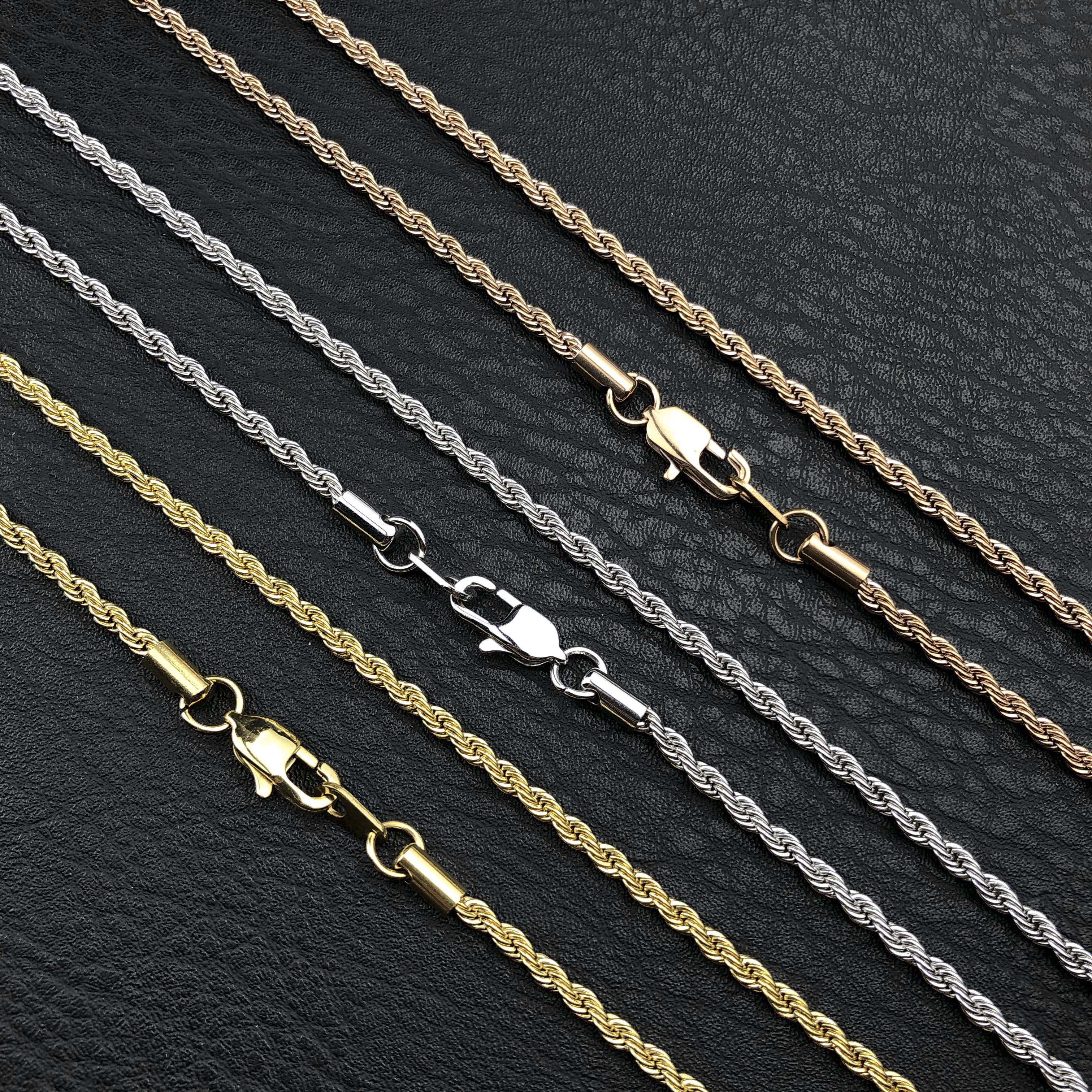 Rope Chain 3mm White Gold and 18K gold