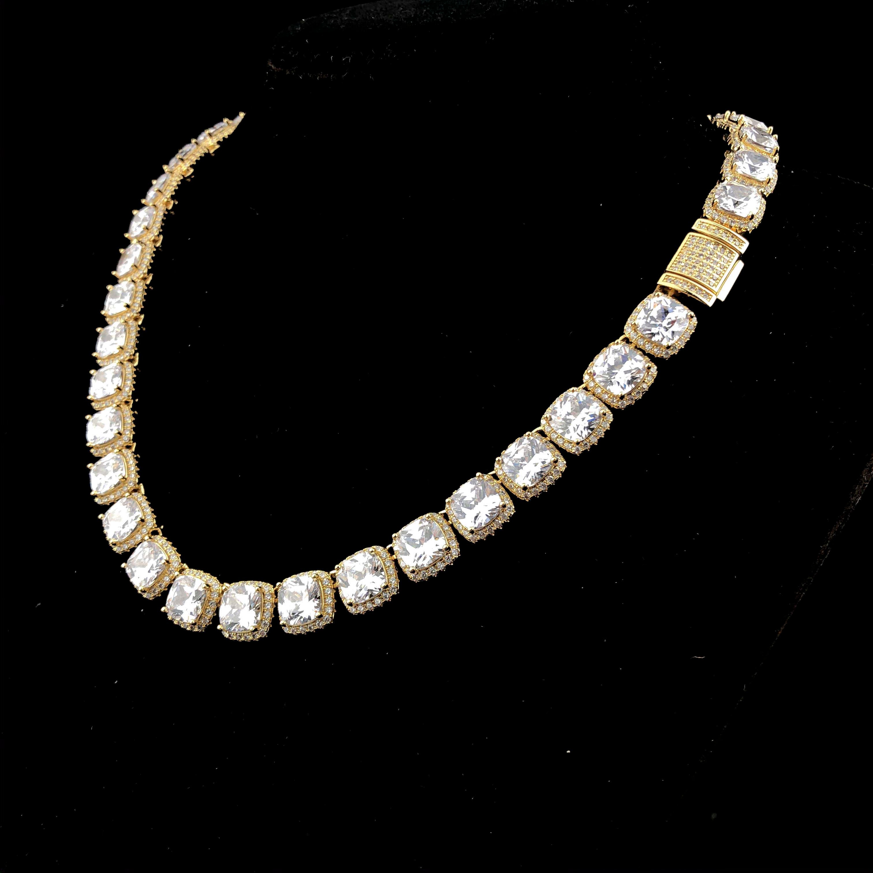 Cushion-cut Cluster Tennis Chain