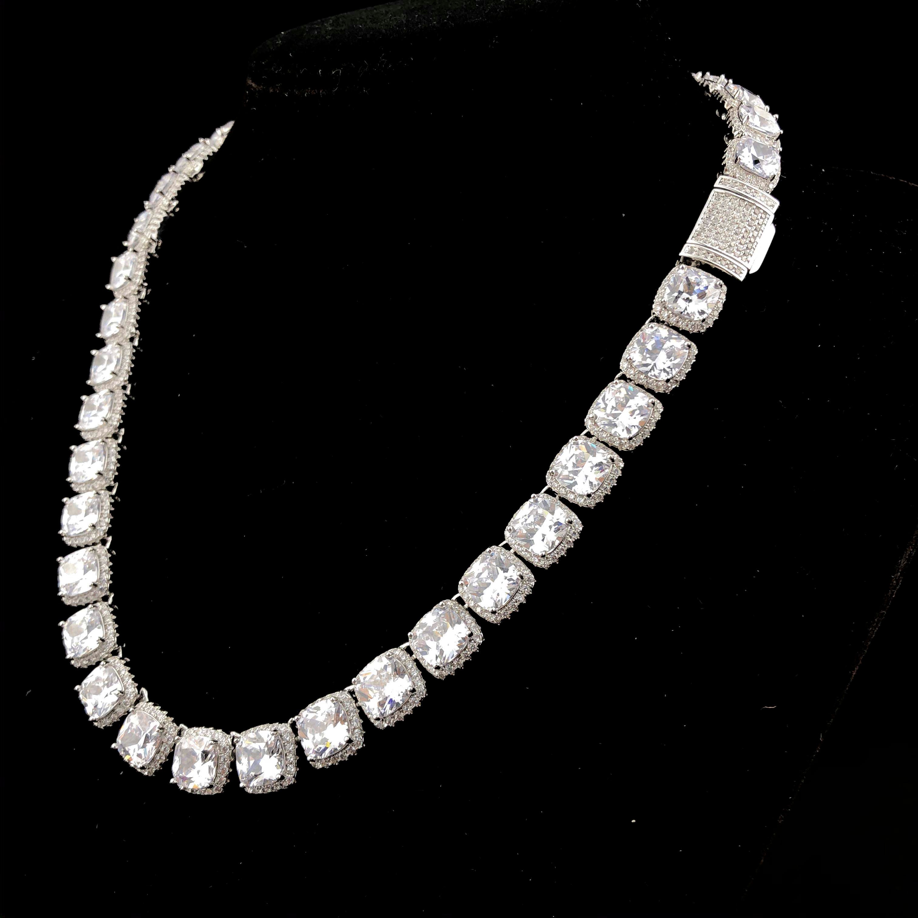 Cushion-cut Cluster Tennis Chain