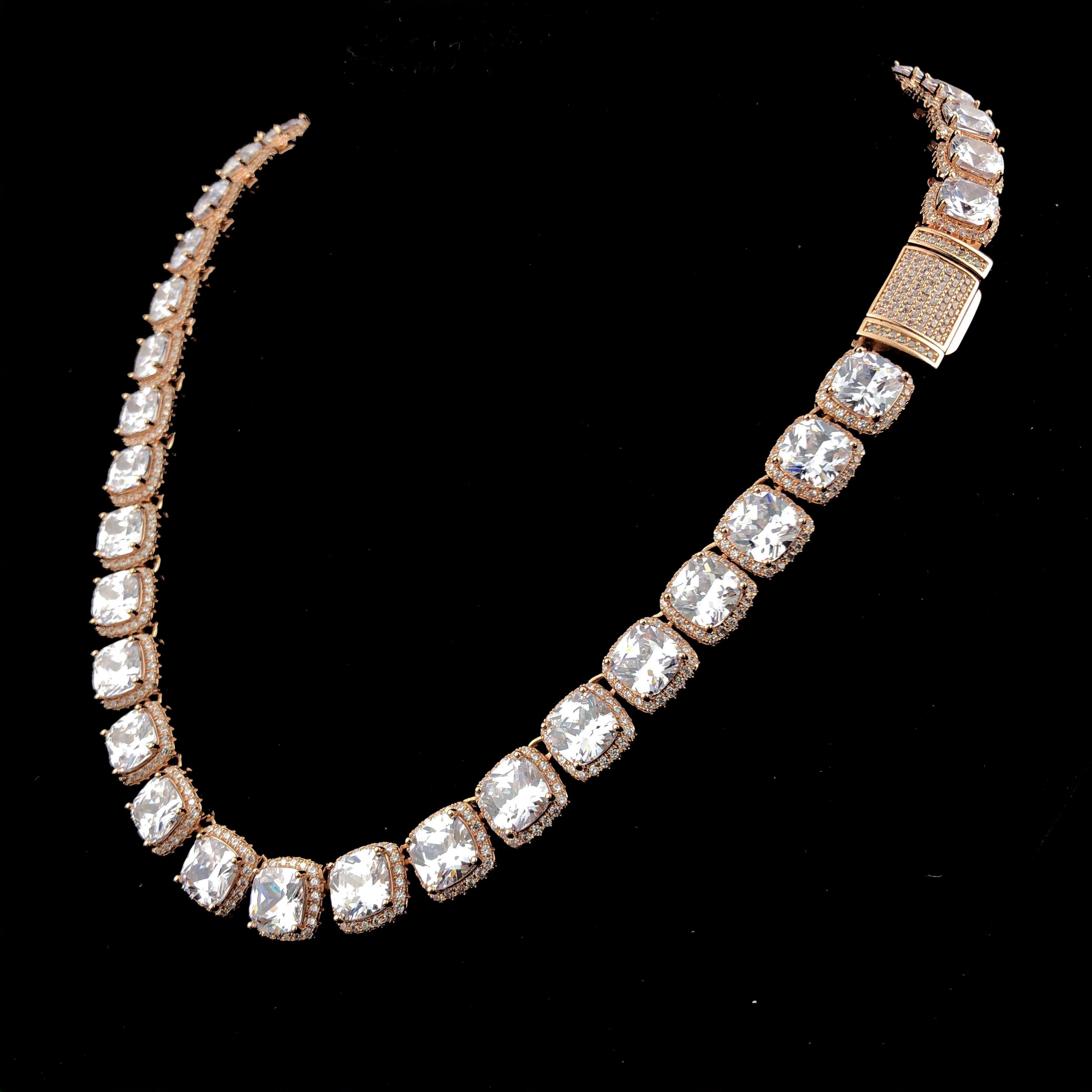 Cushion-cut Cluster Tennis Chain