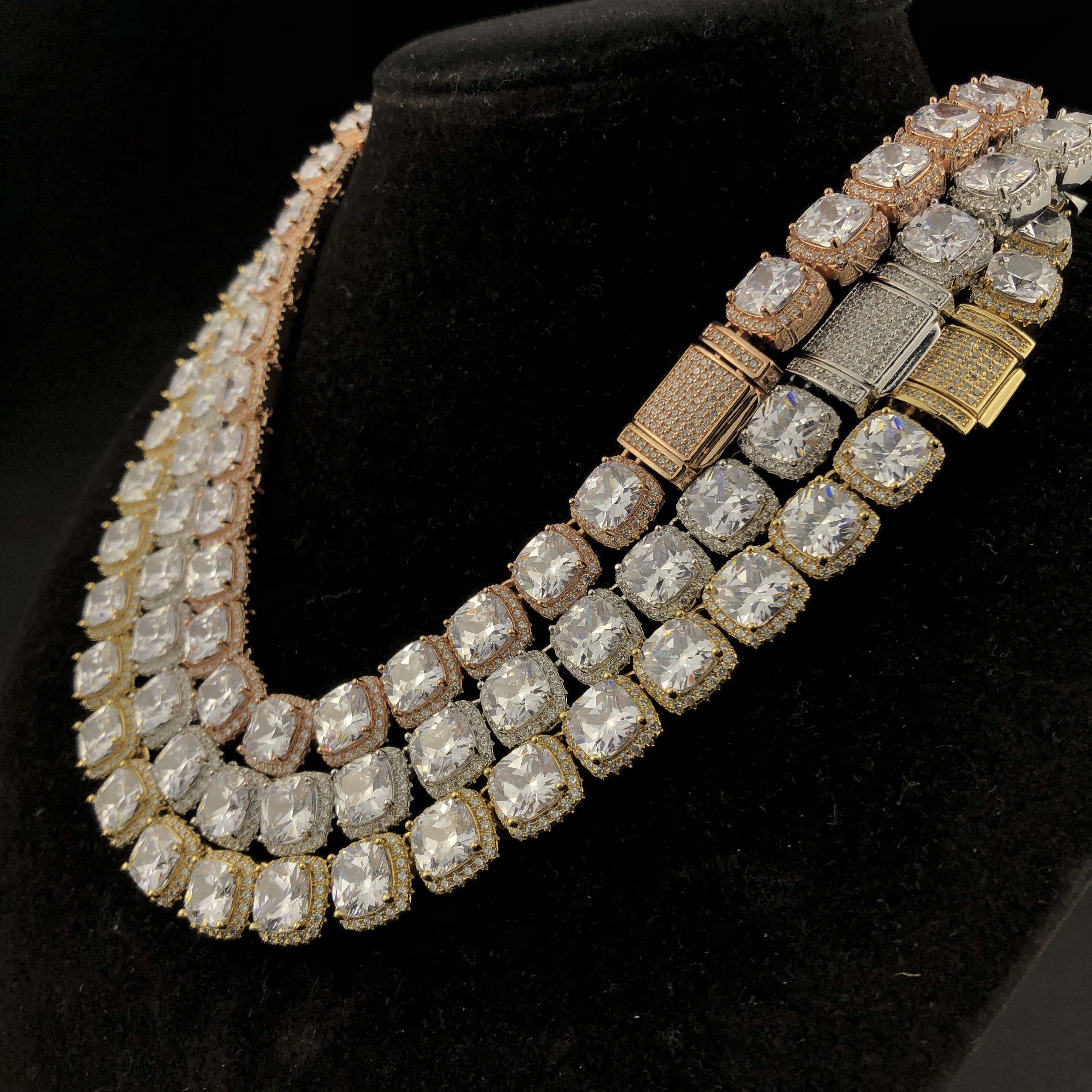 Cushion-cut Cluster Tennis Chain