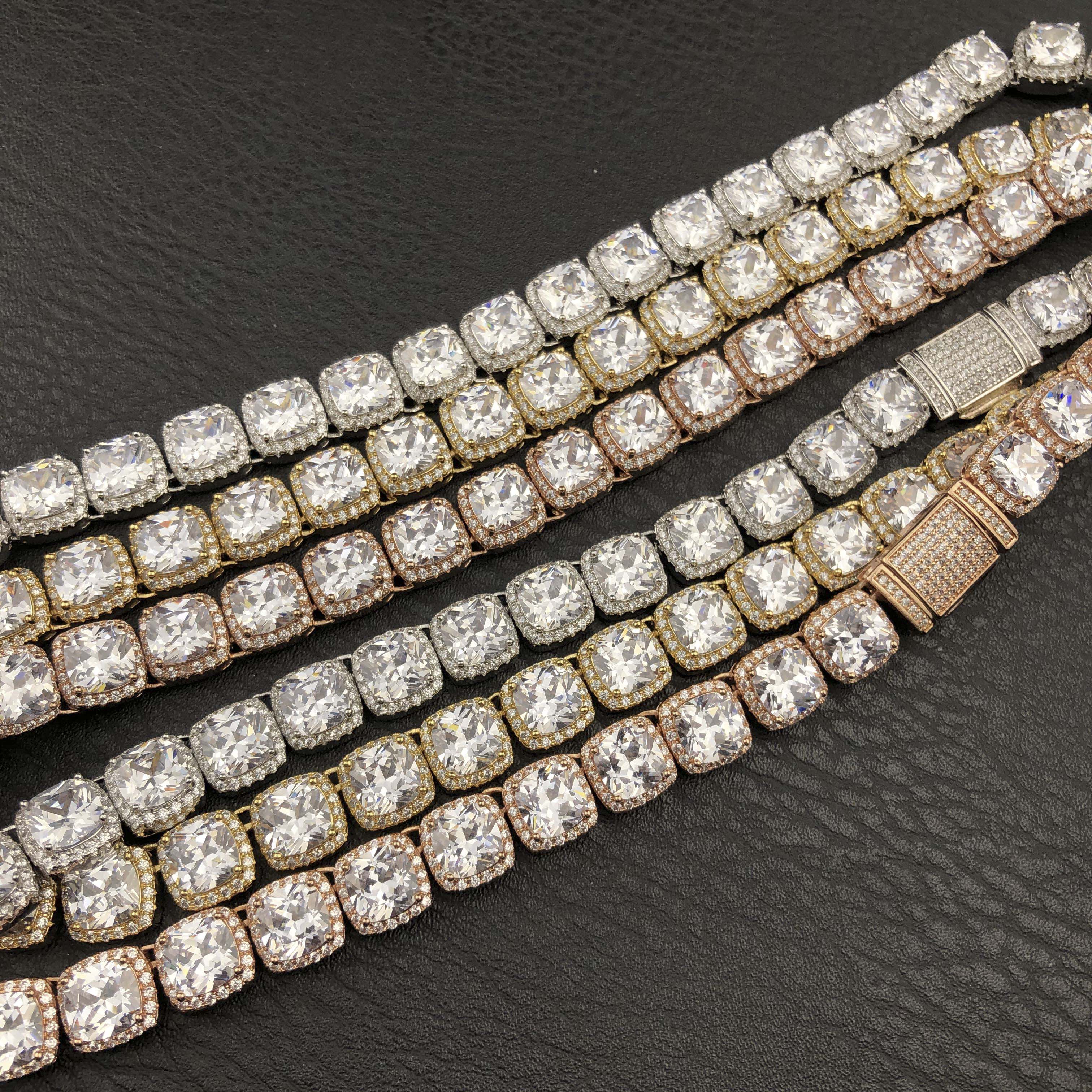 Cushion-cut Cluster Tennis Chain