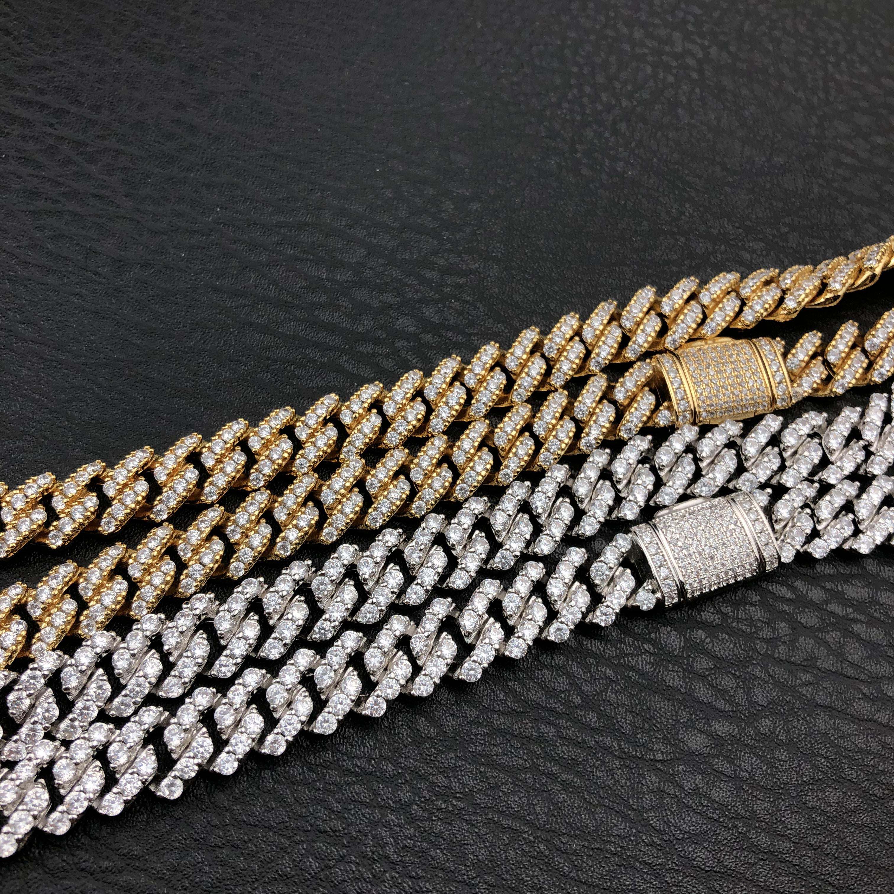 10mm Diamond prong Cuban Chain