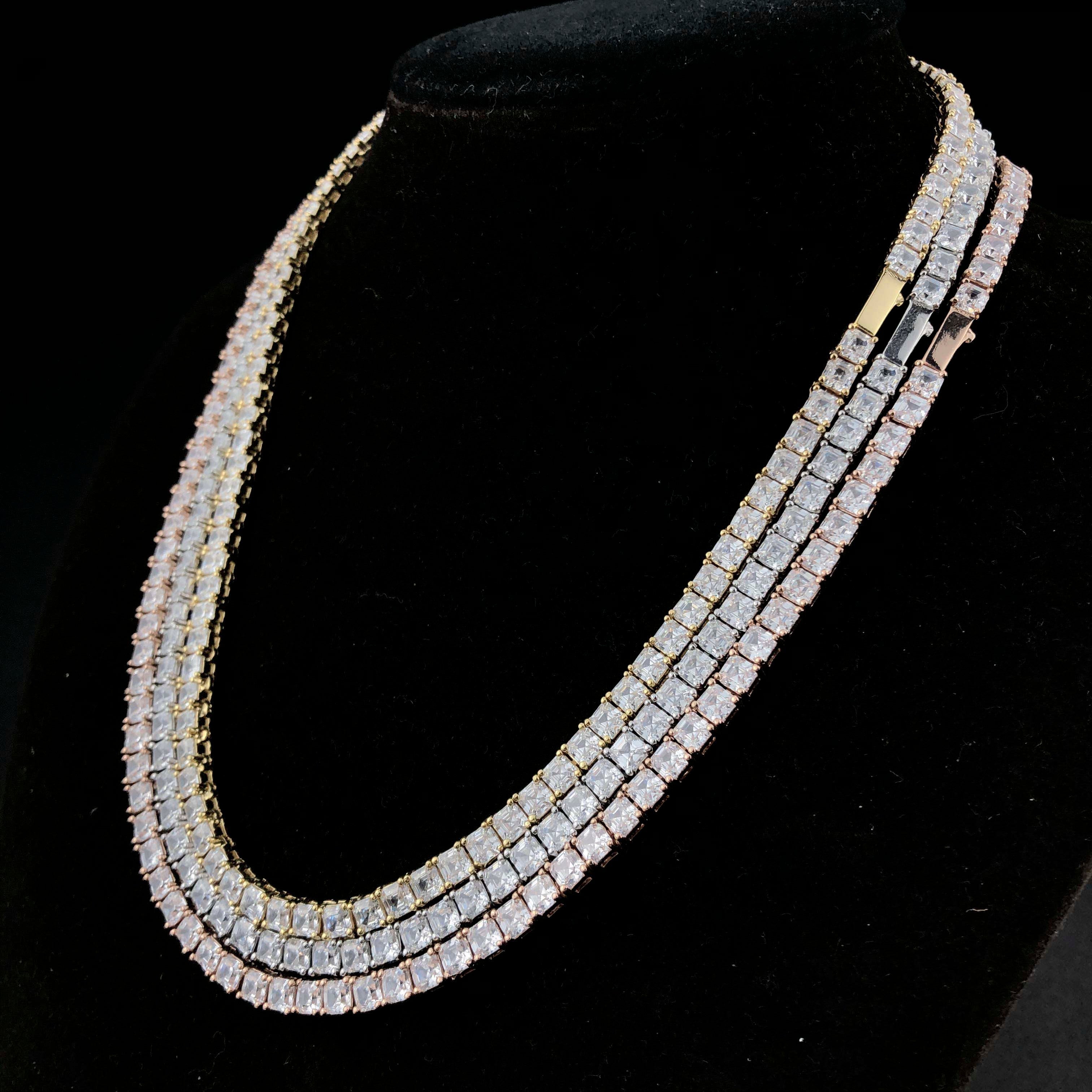 4mm Baguette Cut Diamond Tennis Chain