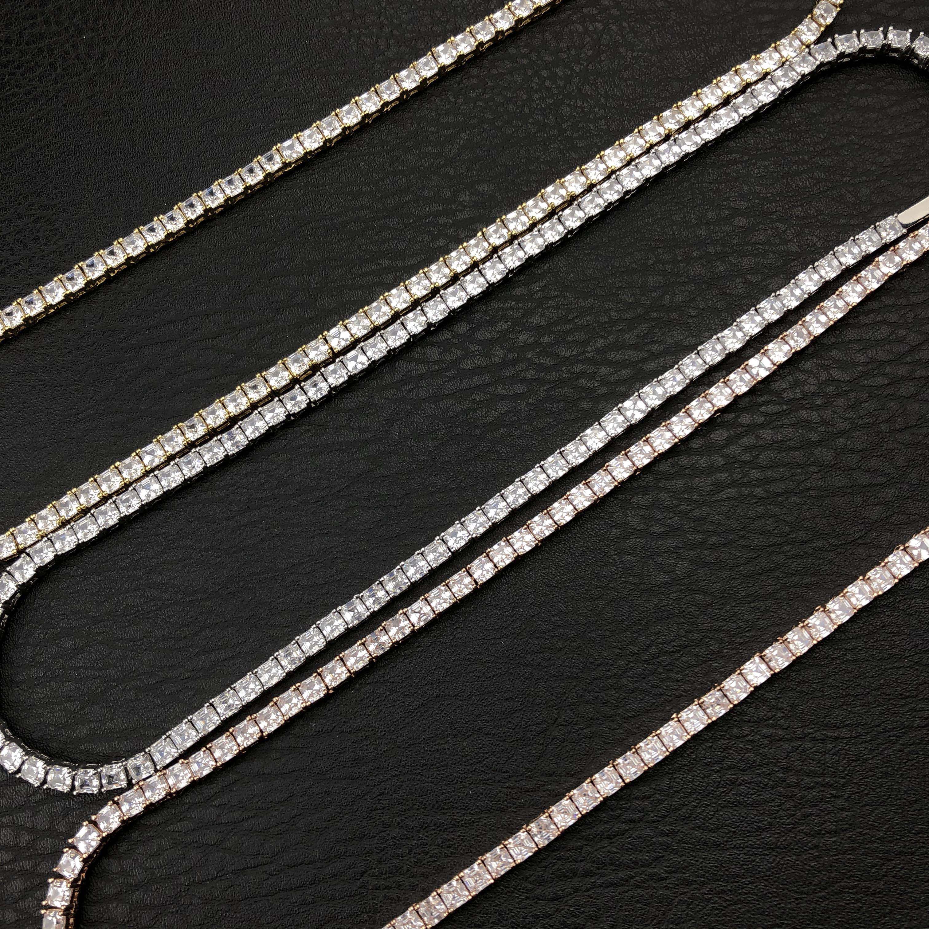4mm Baguette Cut Diamond Tennis Chain