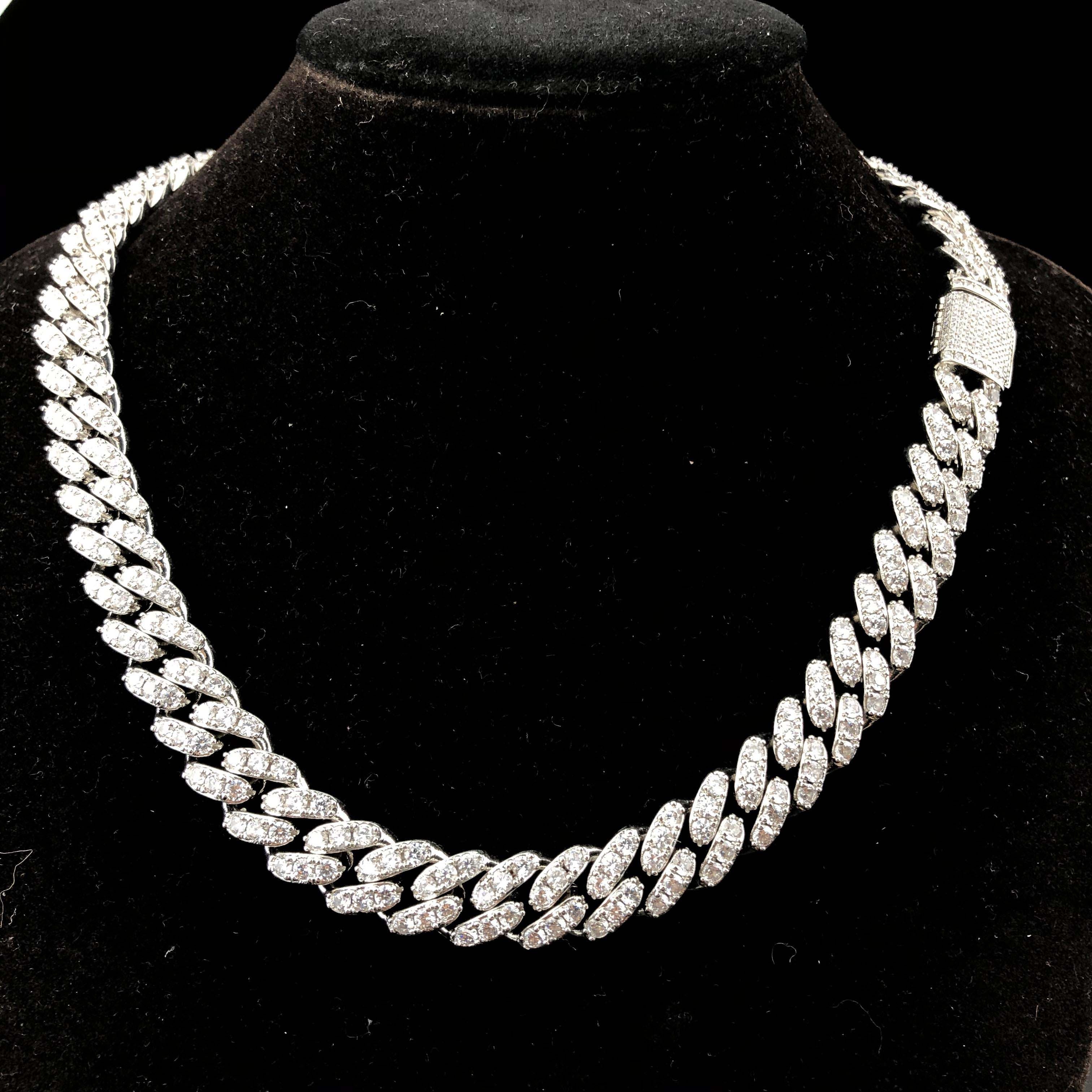 12mm Large grain iced cuban link chain