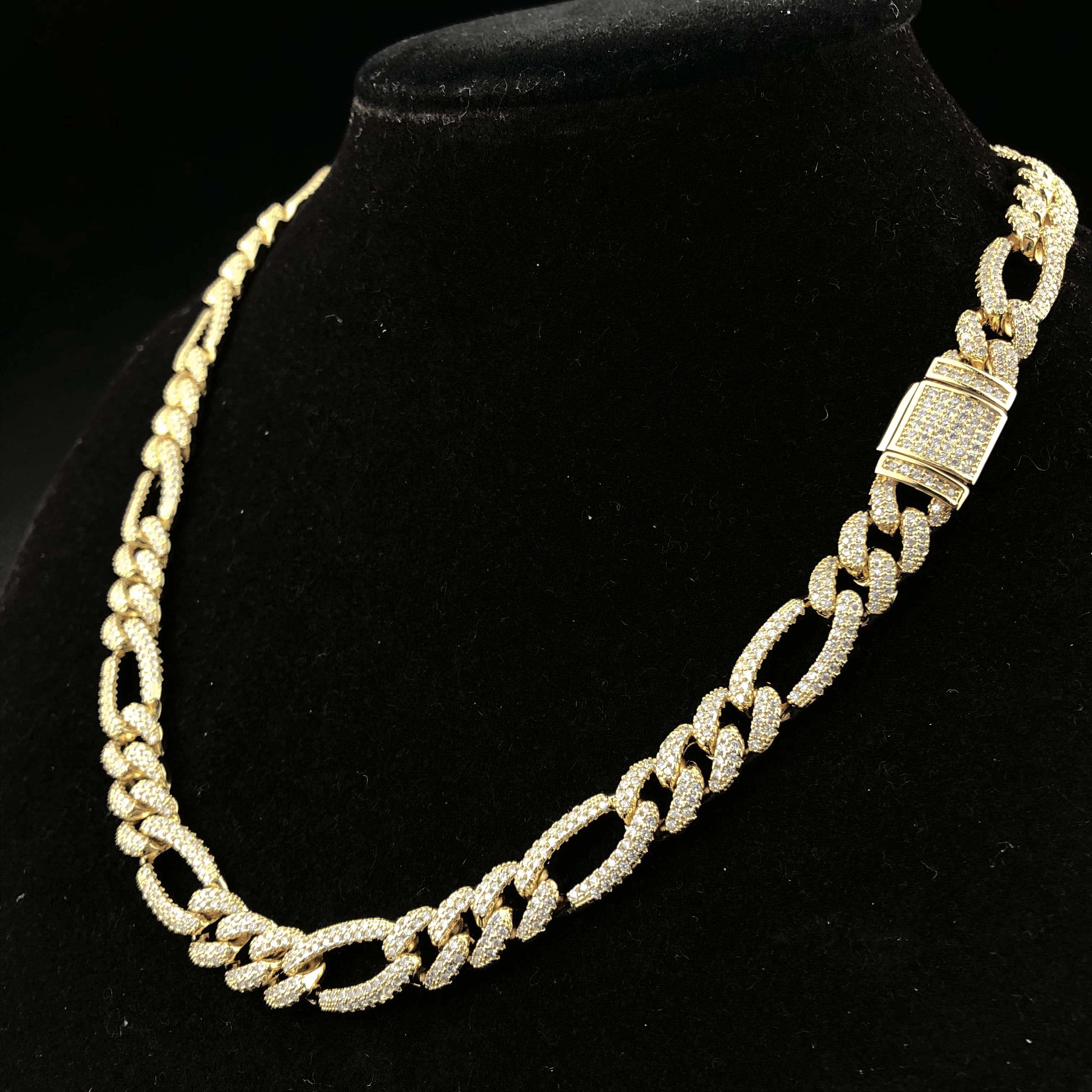 10mm Diamond Figaro Chain