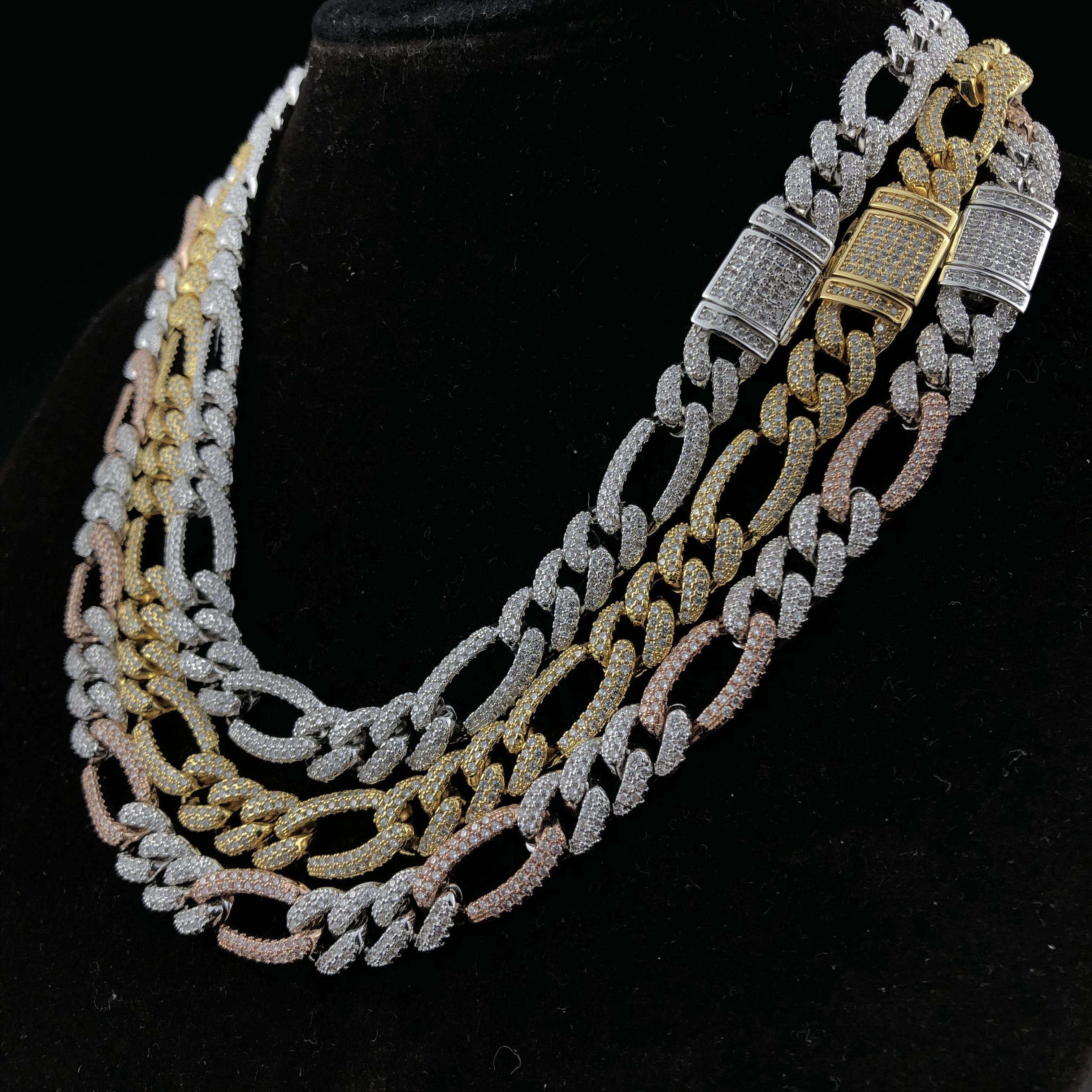 10mm Diamond Figaro Chain