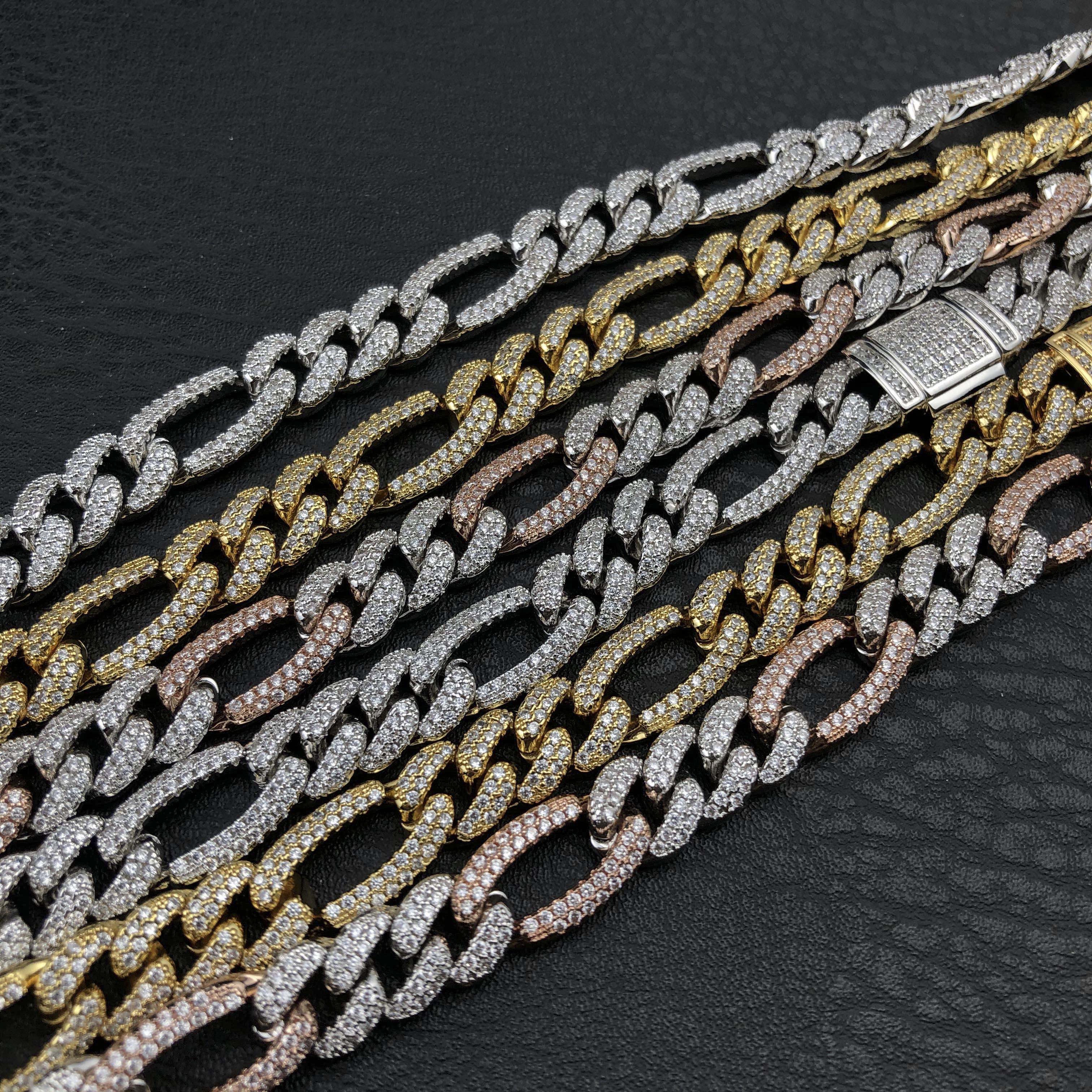 10mm Diamond Figaro Chain