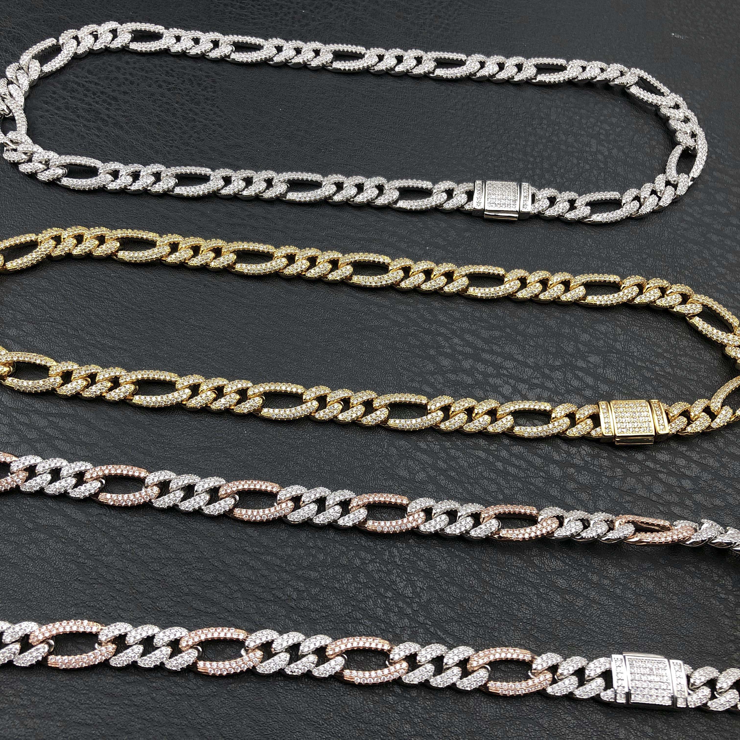 10mm Diamond Figaro Chain