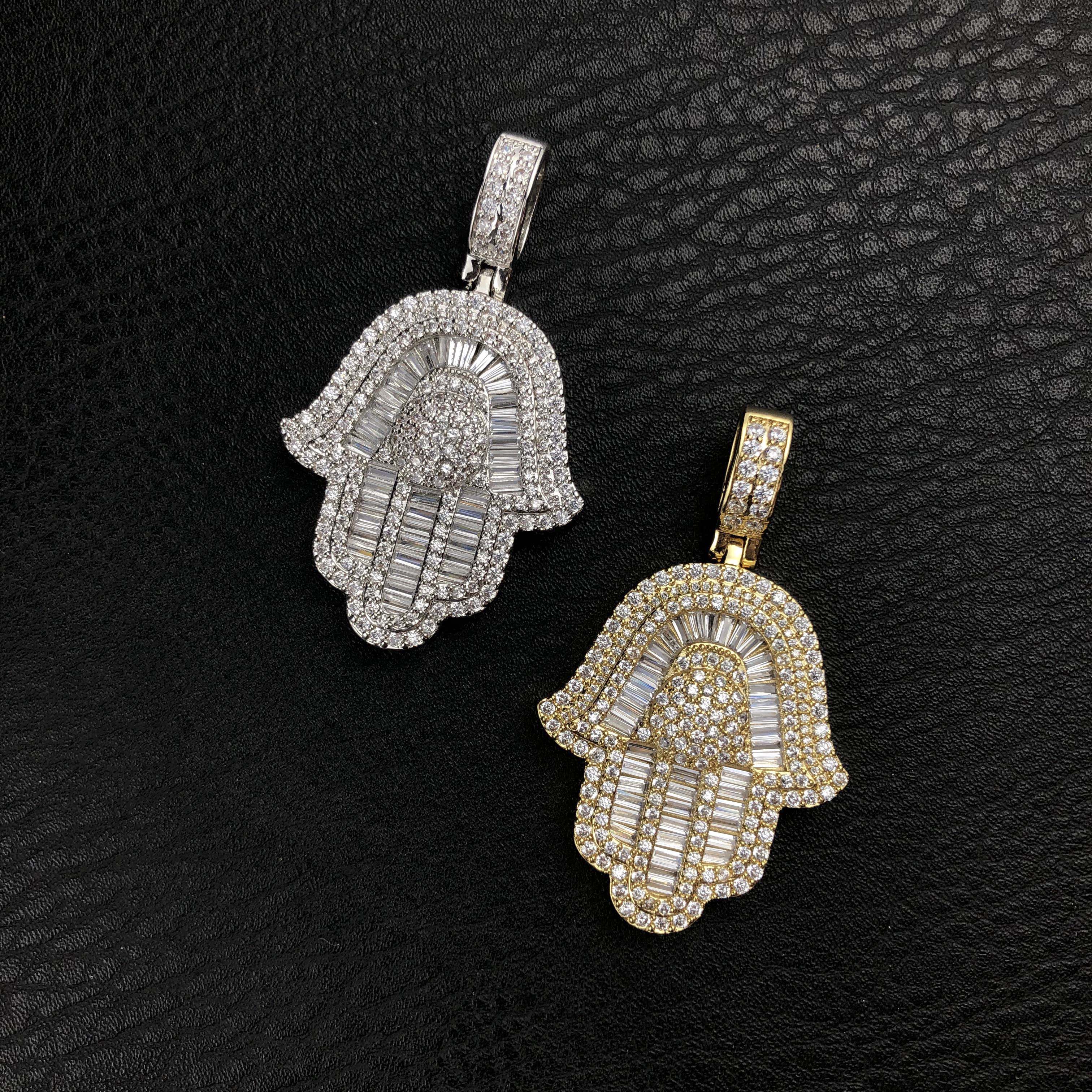 Baguette Hamsa Hand Pendant