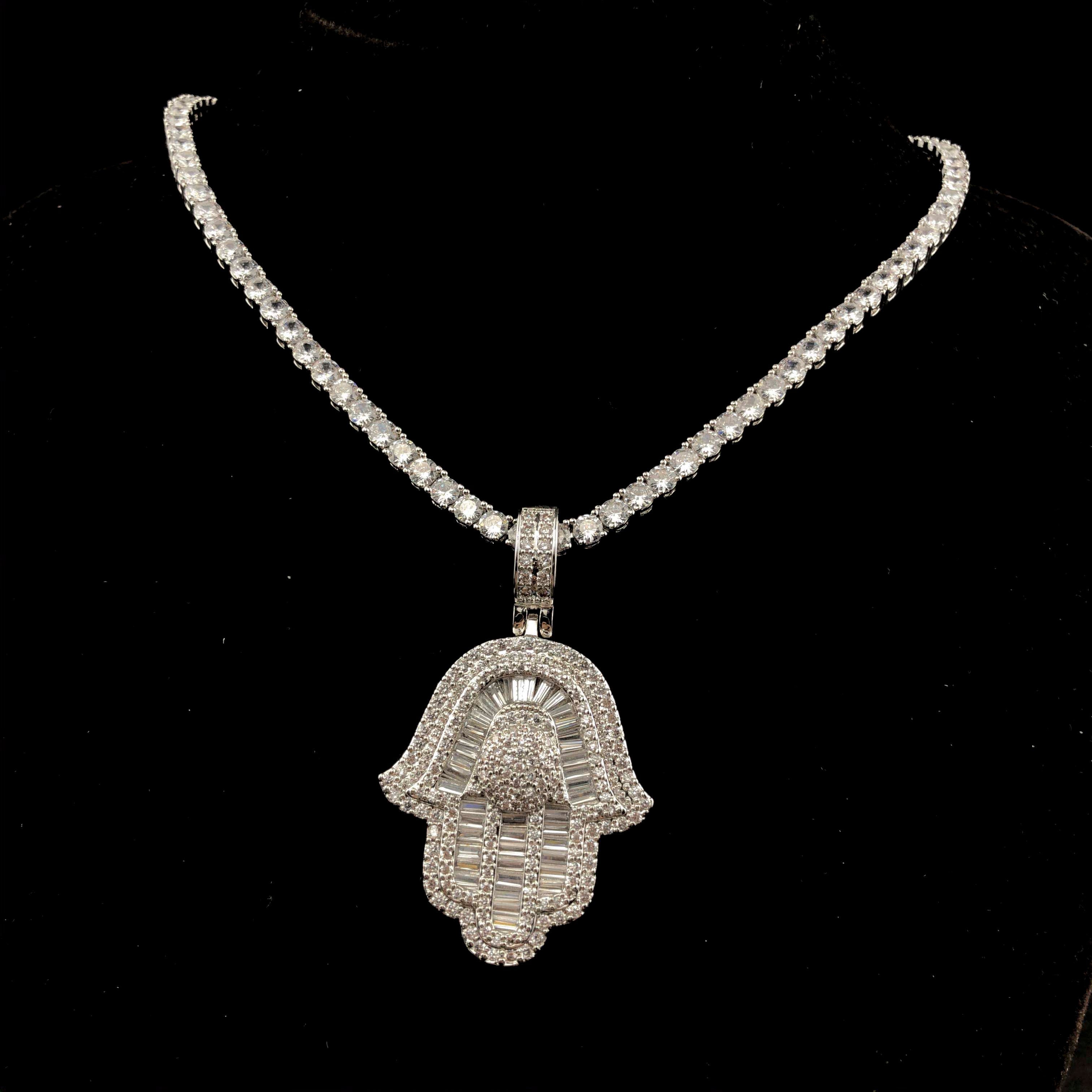 Baguette Hamsa Hand Pendant