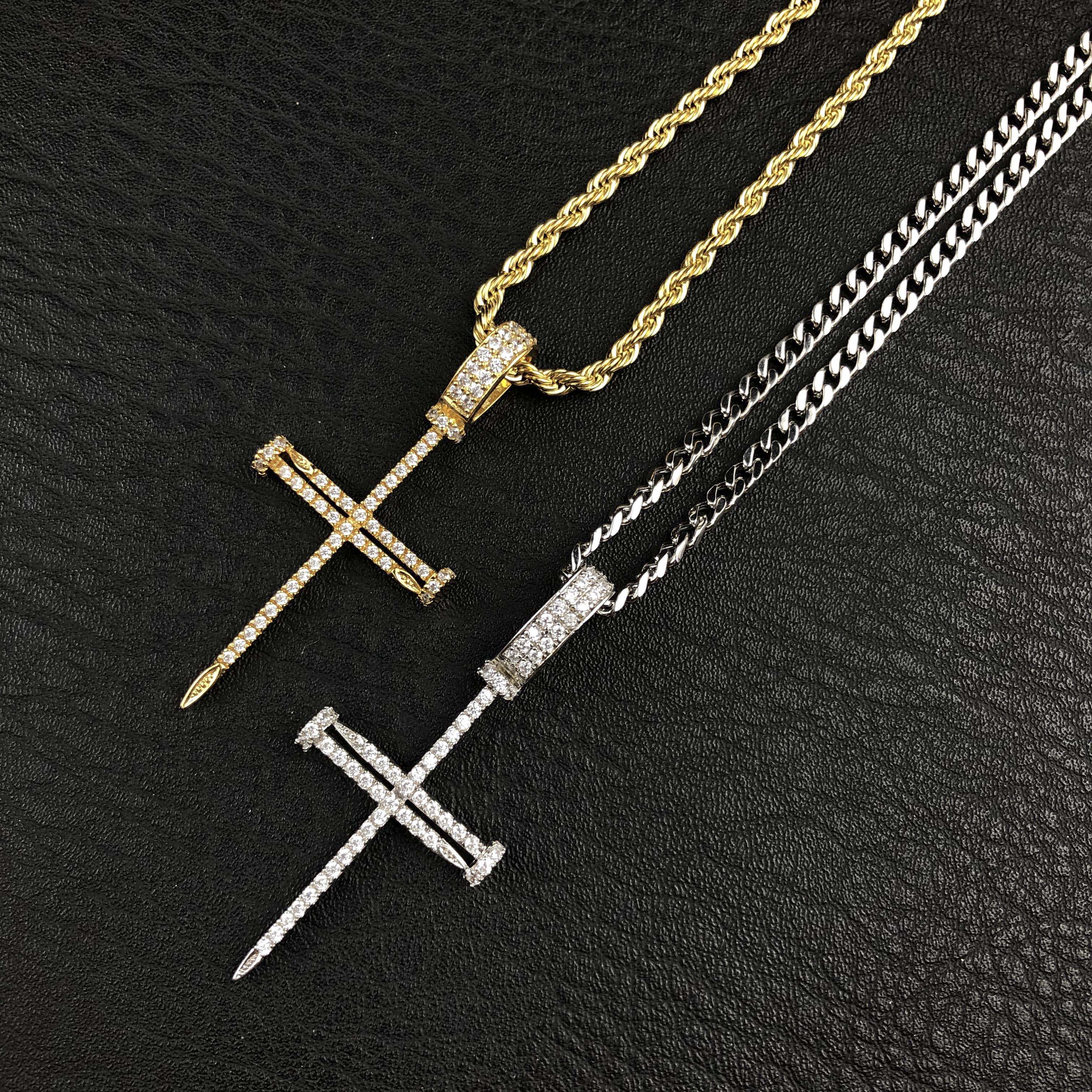 Diamond Nail Cross Pendant