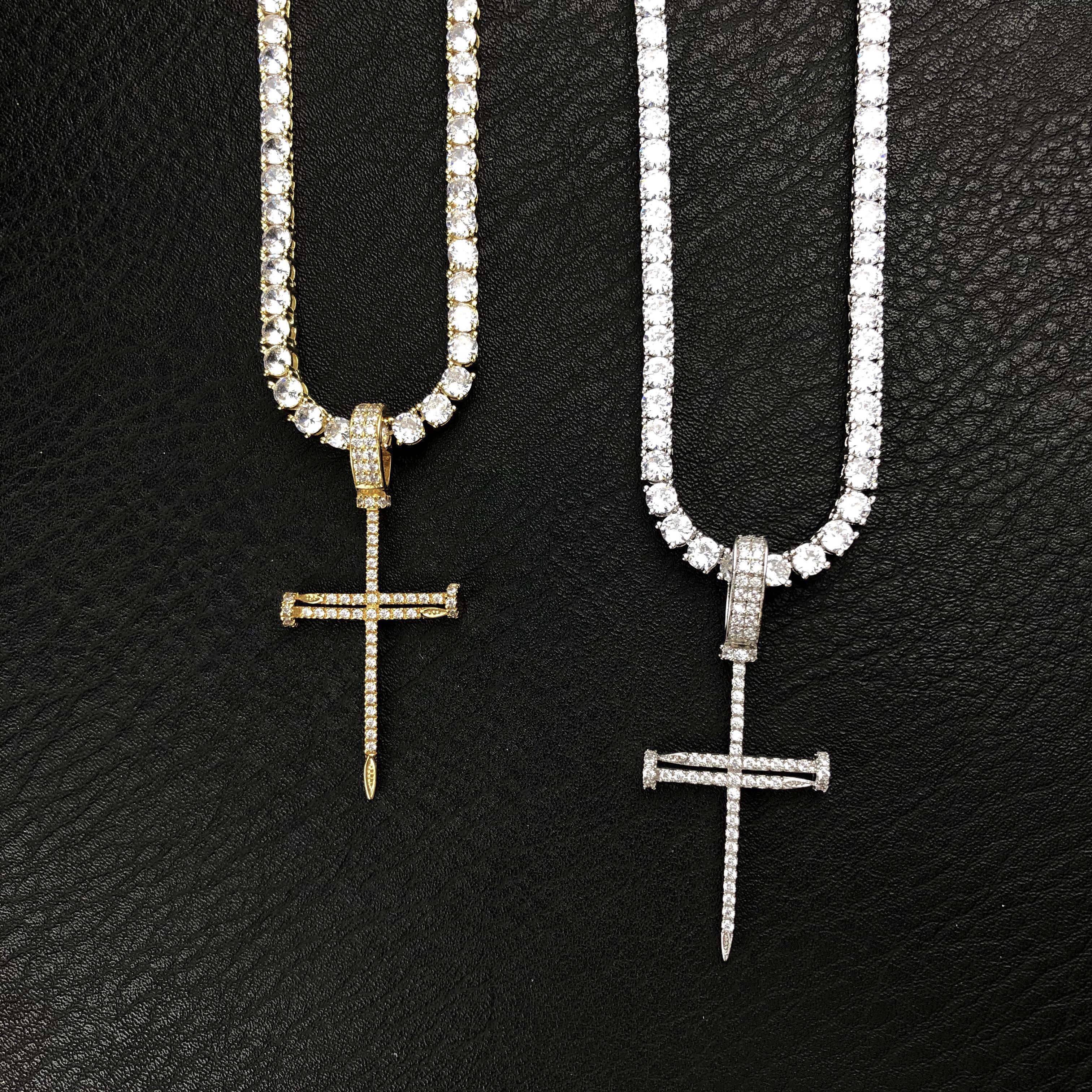 Diamond Nail Cross Pendant
